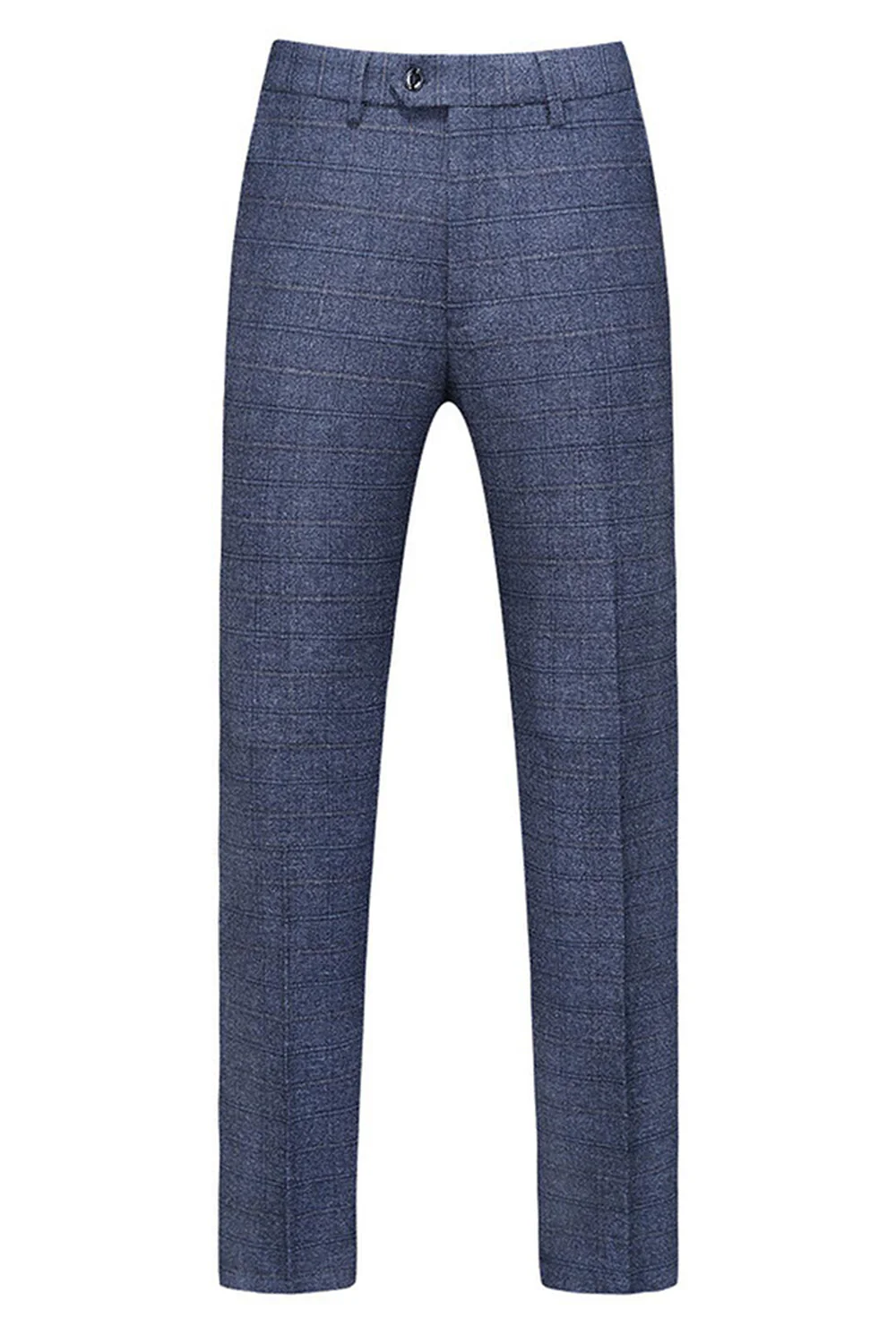 Men's Dark Blue Plaid Notched Lapel 3 Pieces Prom Suits - Image 6