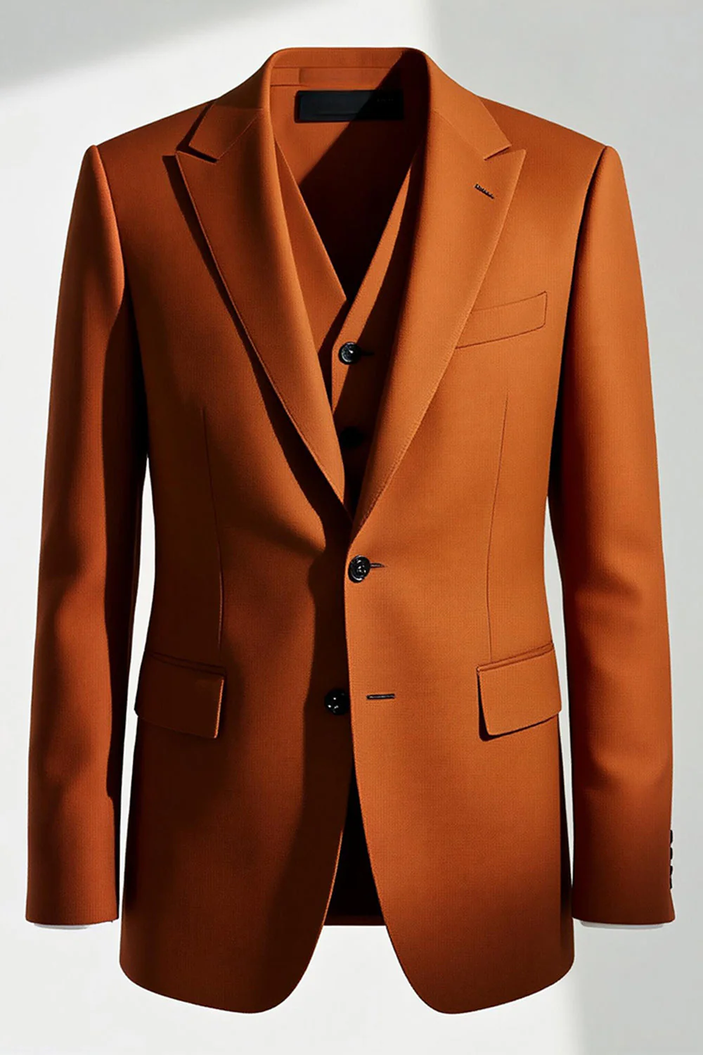 Men's Dark Orange Peak Lapel 2 Piece Prom Suits - Image 4