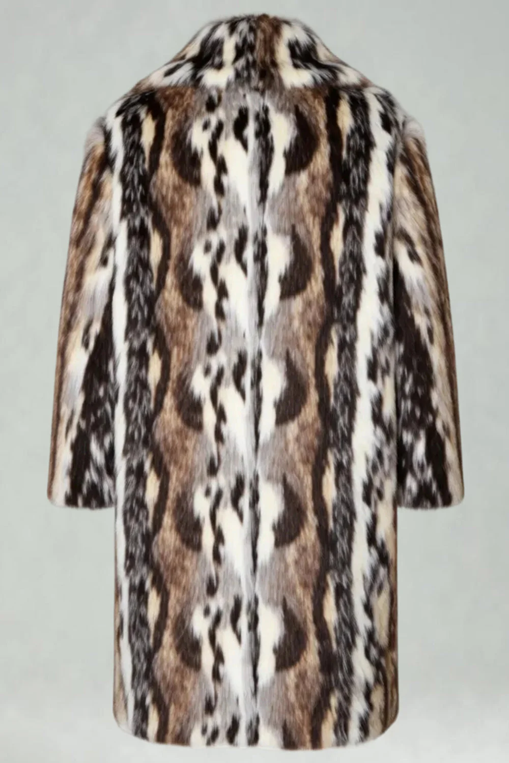 Men's Faux Fur Grey Coffee Open Front Winter Coat - Image 5
