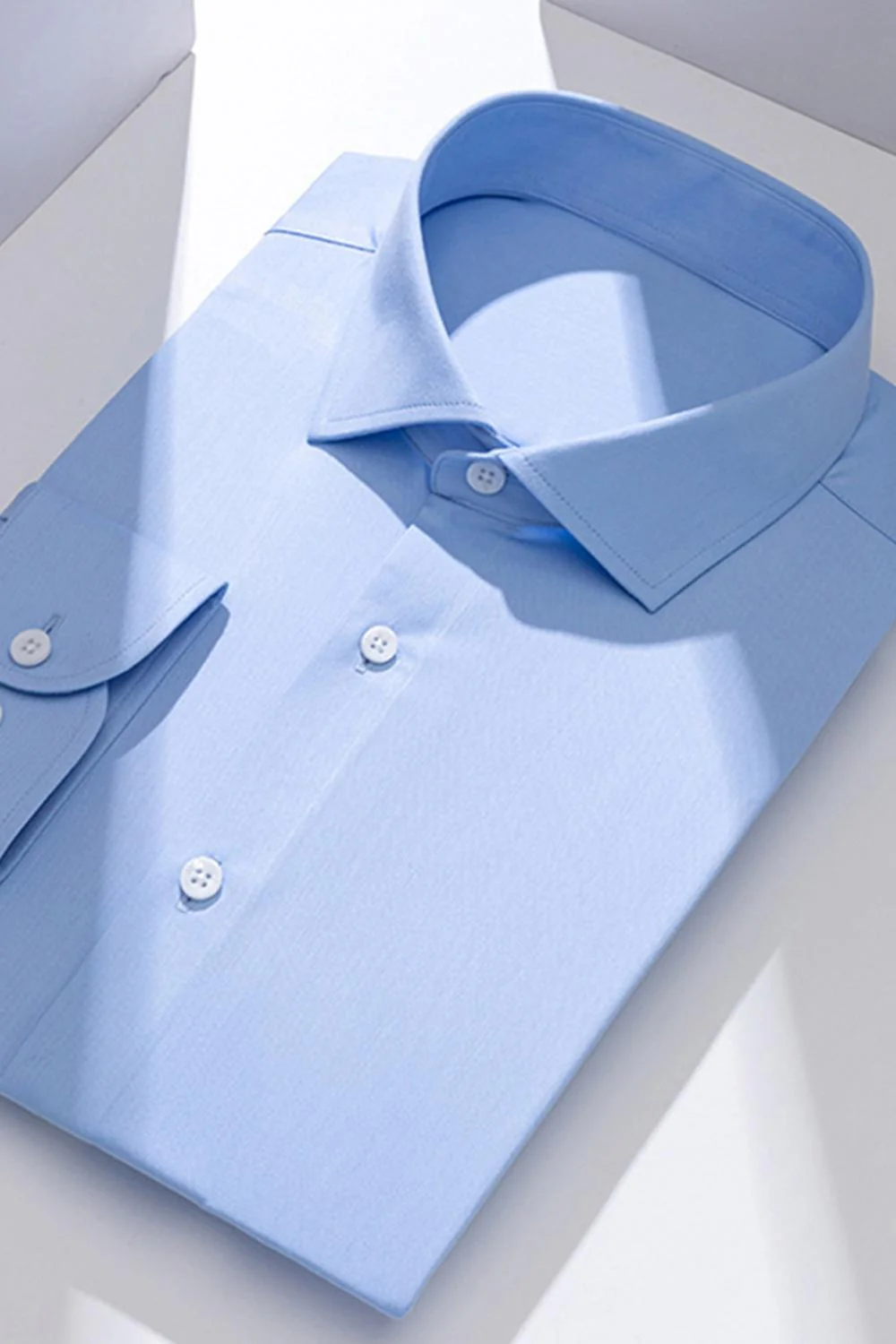 Men's Sky Blue Solid Long Sleeves Suits Shirt - Image 3