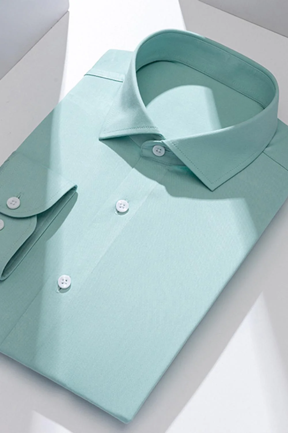 Men's Sky Blue Solid Long Sleeves Suits Shirt - Image 8