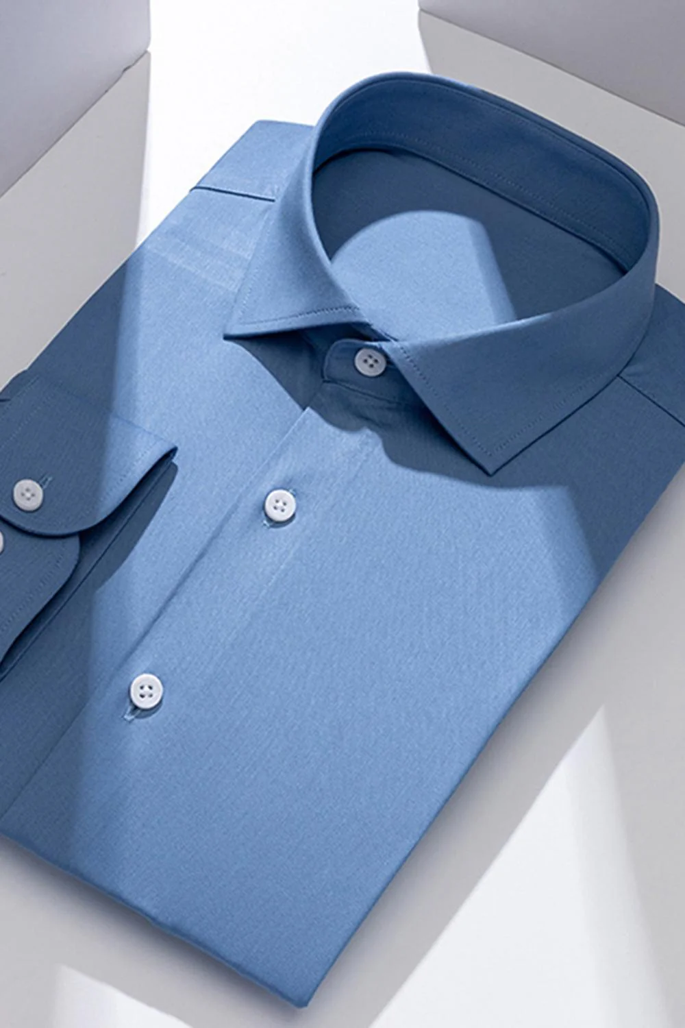 Men's Sky Blue Solid Long Sleeves Suits Shirt - Image 9