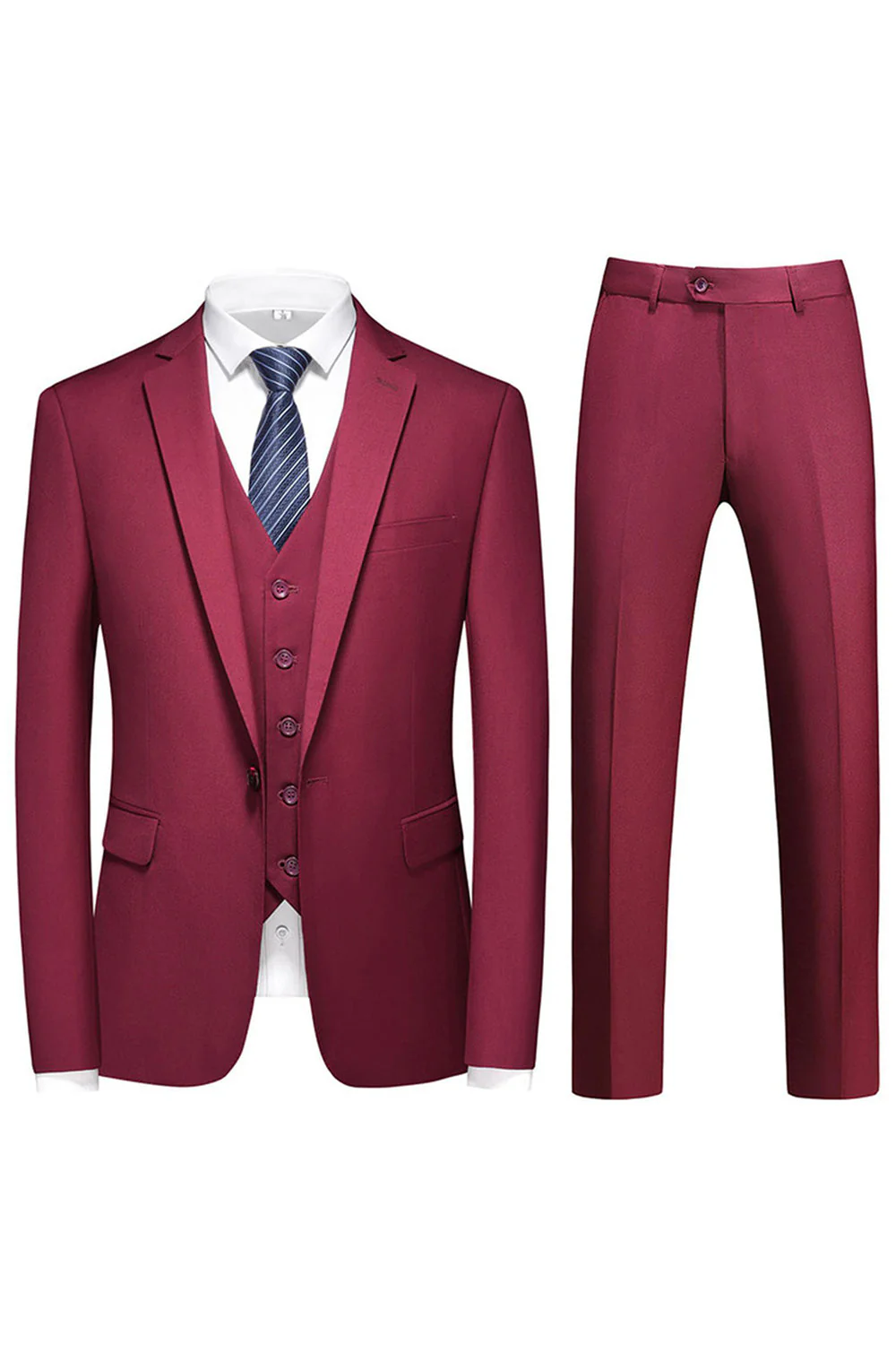 Men's Violet Single Breasted Notched Lapel 3 Pieces Prom Suits - Image 12