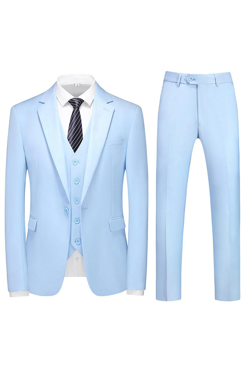 Men's Violet Single Breasted Notched Lapel 3 Pieces Prom Suits - Image 14