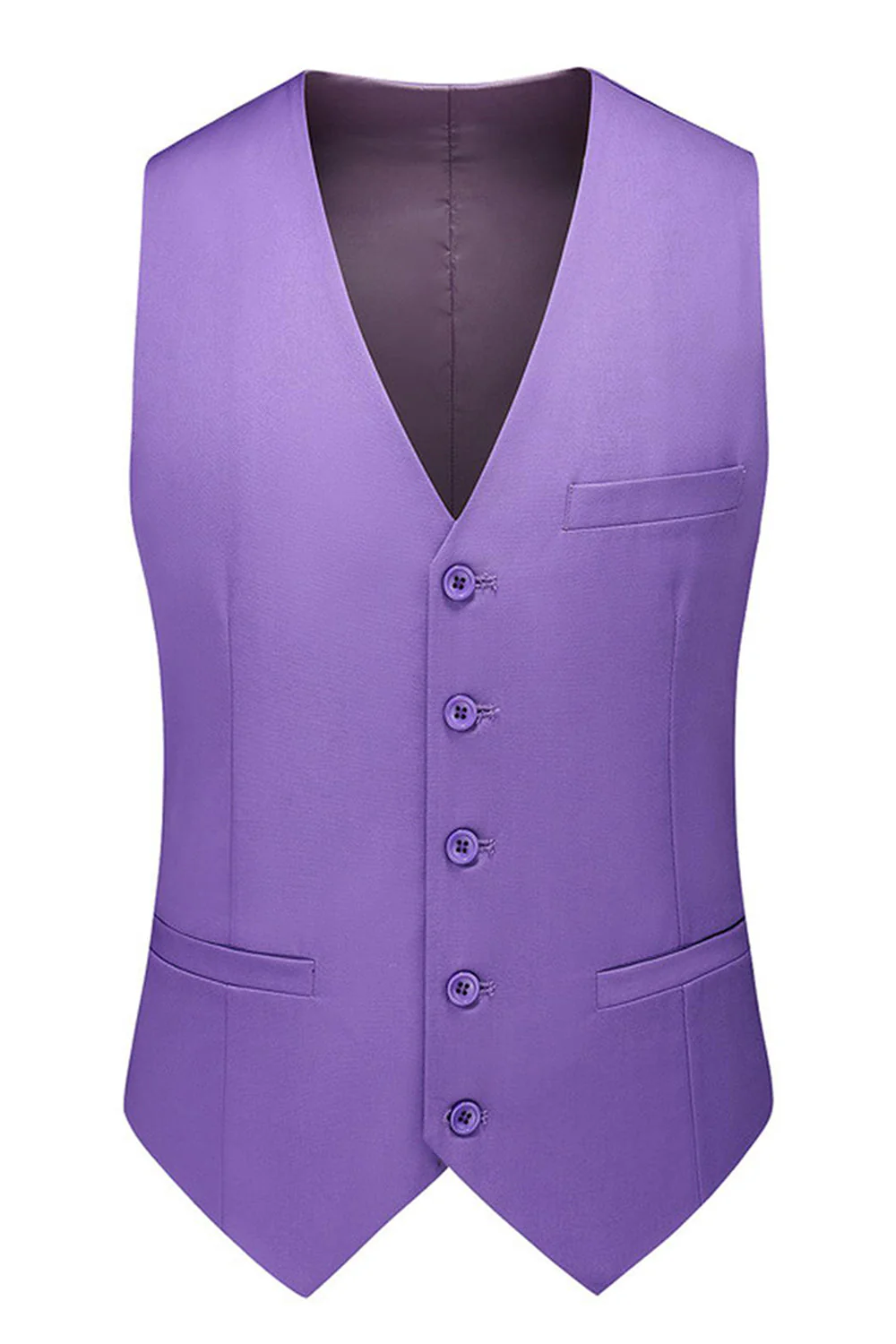 Men's Violet Single Breasted Notched Lapel 3 Pieces Prom Suits - Image 3