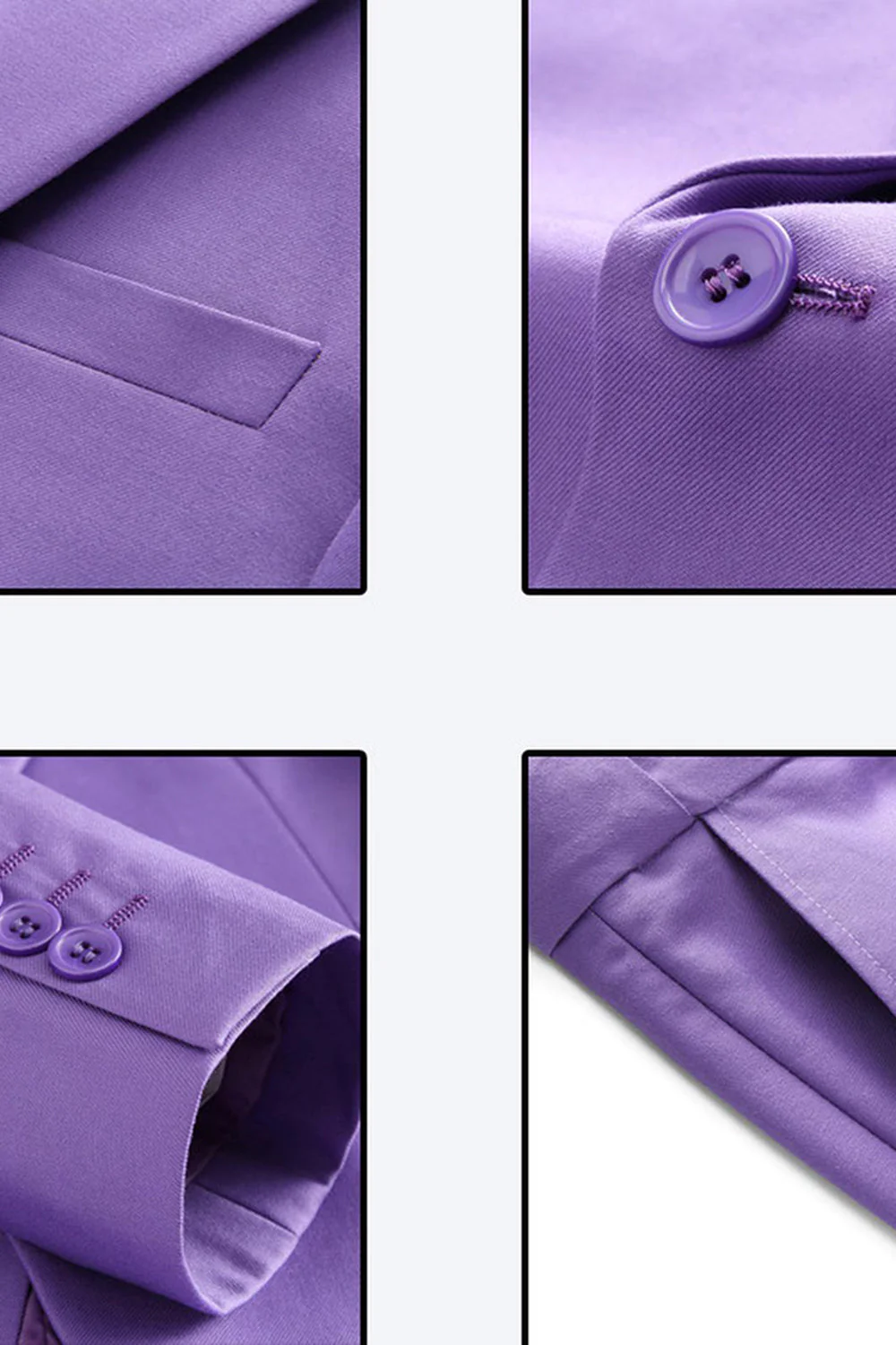 Men's Violet Single Breasted Notched Lapel 3 Pieces Prom Suits - Image 5