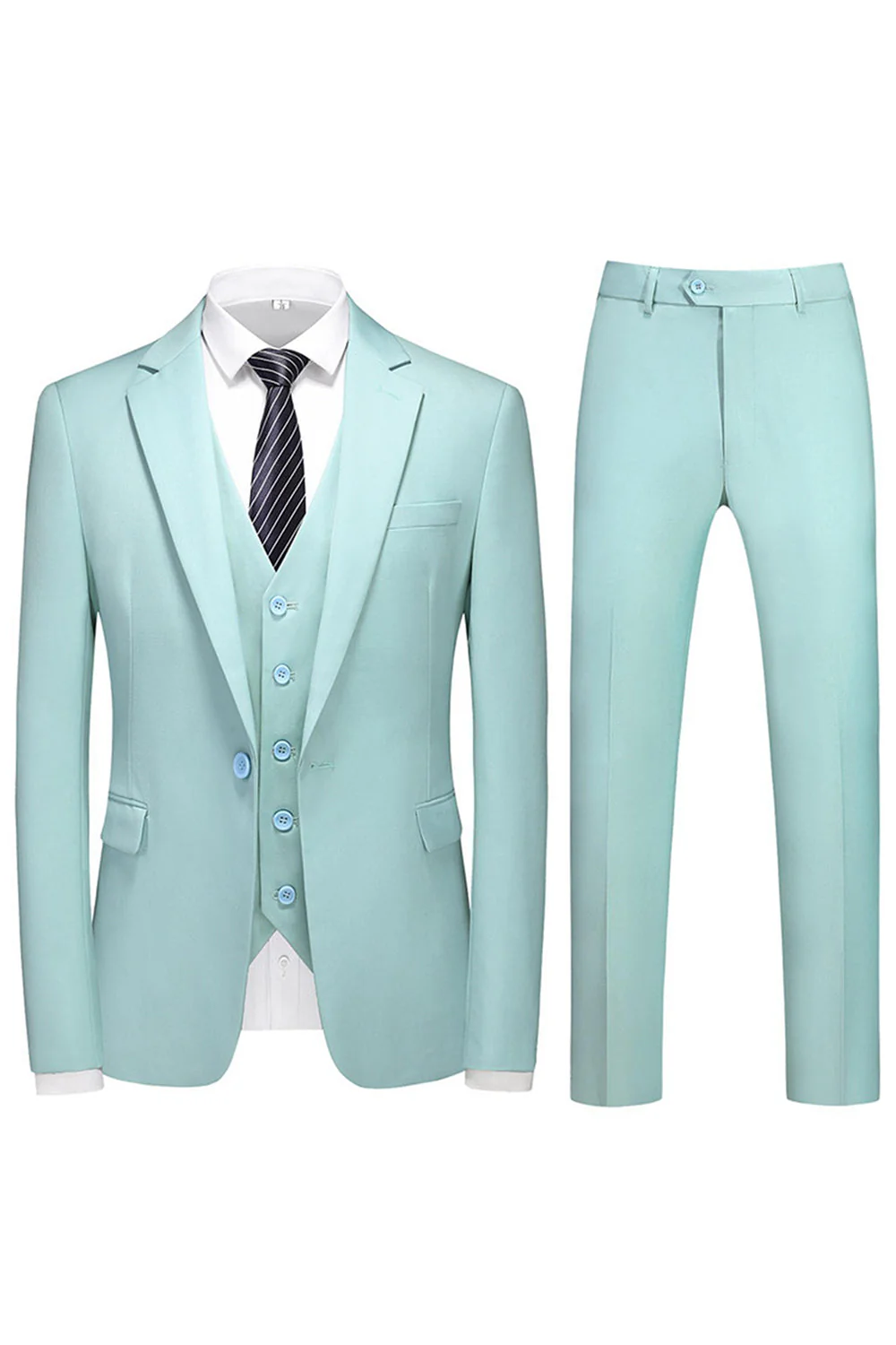 Men's Violet Single Breasted Notched Lapel 3 Pieces Prom Suits - Image 7