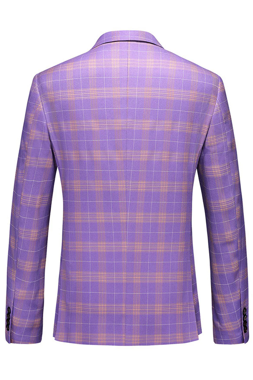 Men's Violet Striped Notched Lapel 3 Pieces Prom Suits - Image 2