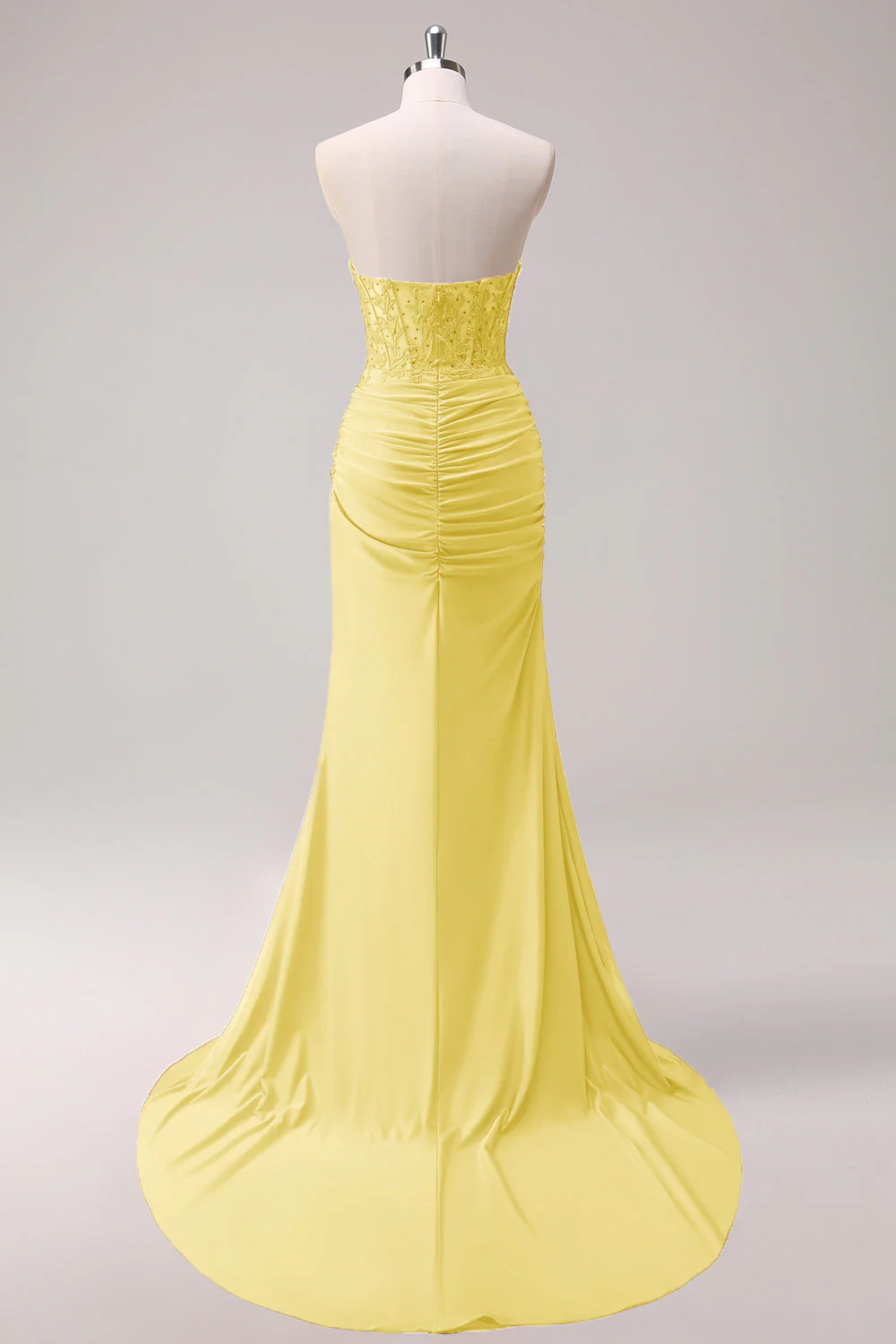 Mermaid Applique Strapless Corset Long Fuchsia Prom Dress with Slit - Image 28