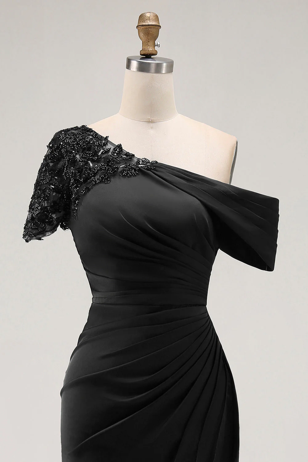 Mermaid Black Asymmetrical Mother of the Bride Dress with Appliques - Image 6
