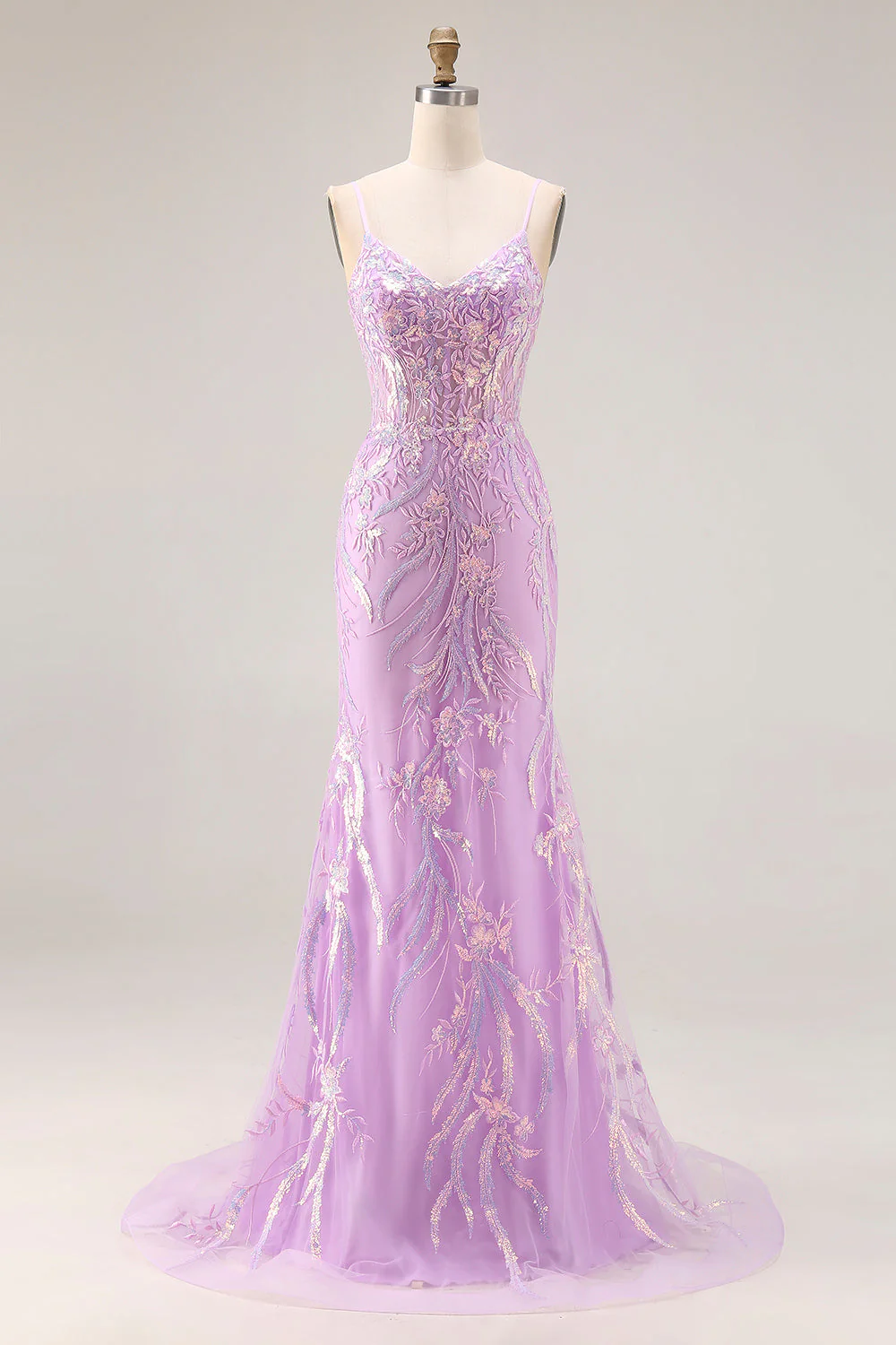 Mermaid Corset Mint Green Sequin Long Prom Dress with Embroidery - Image 7