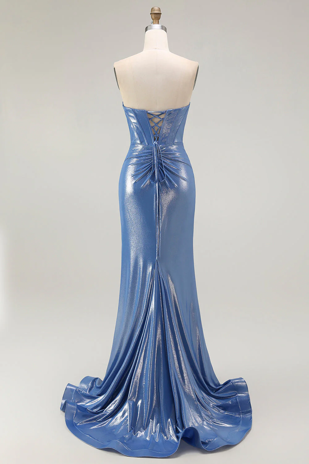 Mermaid Corset Sequins Sweetheart Beaded Blue Prom Dress With Slit - Image 2