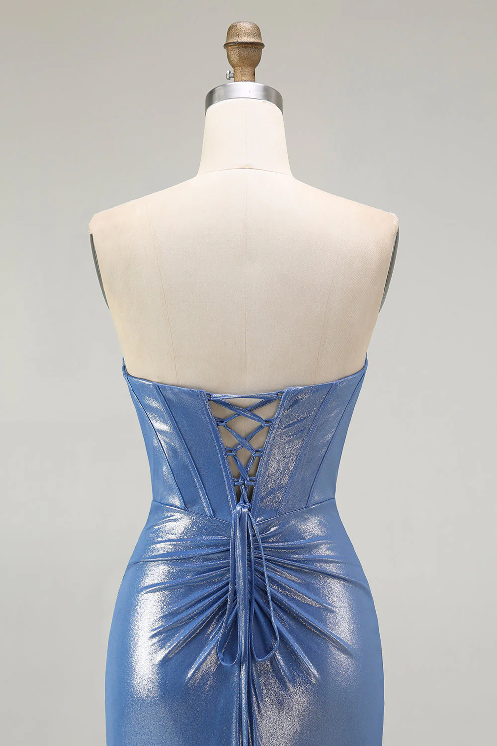 Mermaid Corset Sequins Sweetheart Beaded Blue Prom Dress With Slit - Image 5