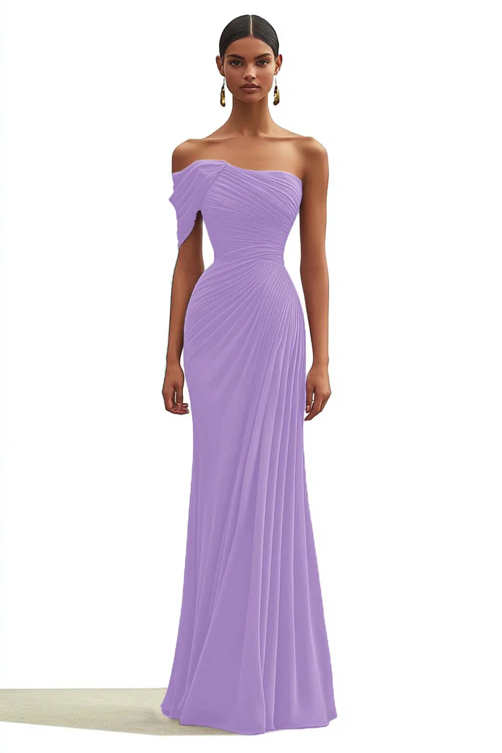 Mermaid Dark Green One Shoulder Pleated Long Formal Dress - Image 13