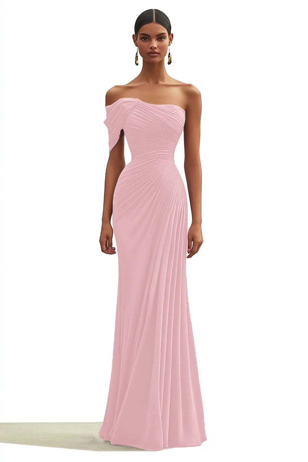 Mermaid Dark Green One Shoulder Pleated Long Formal Dress - Image 6