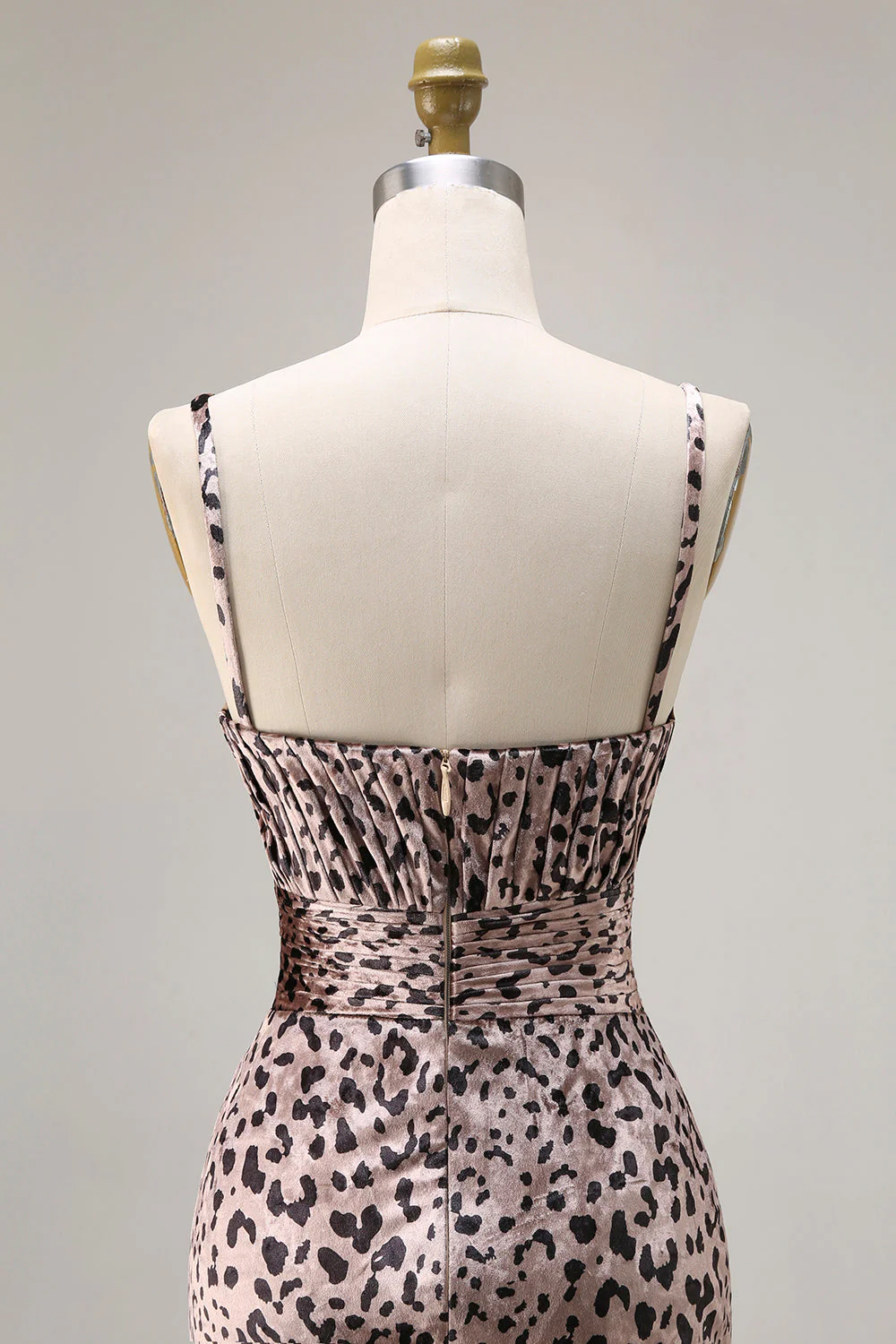 Golden Leopard Mermaid Spaghetti Straps Long Prom Dress with Slit - Image 5