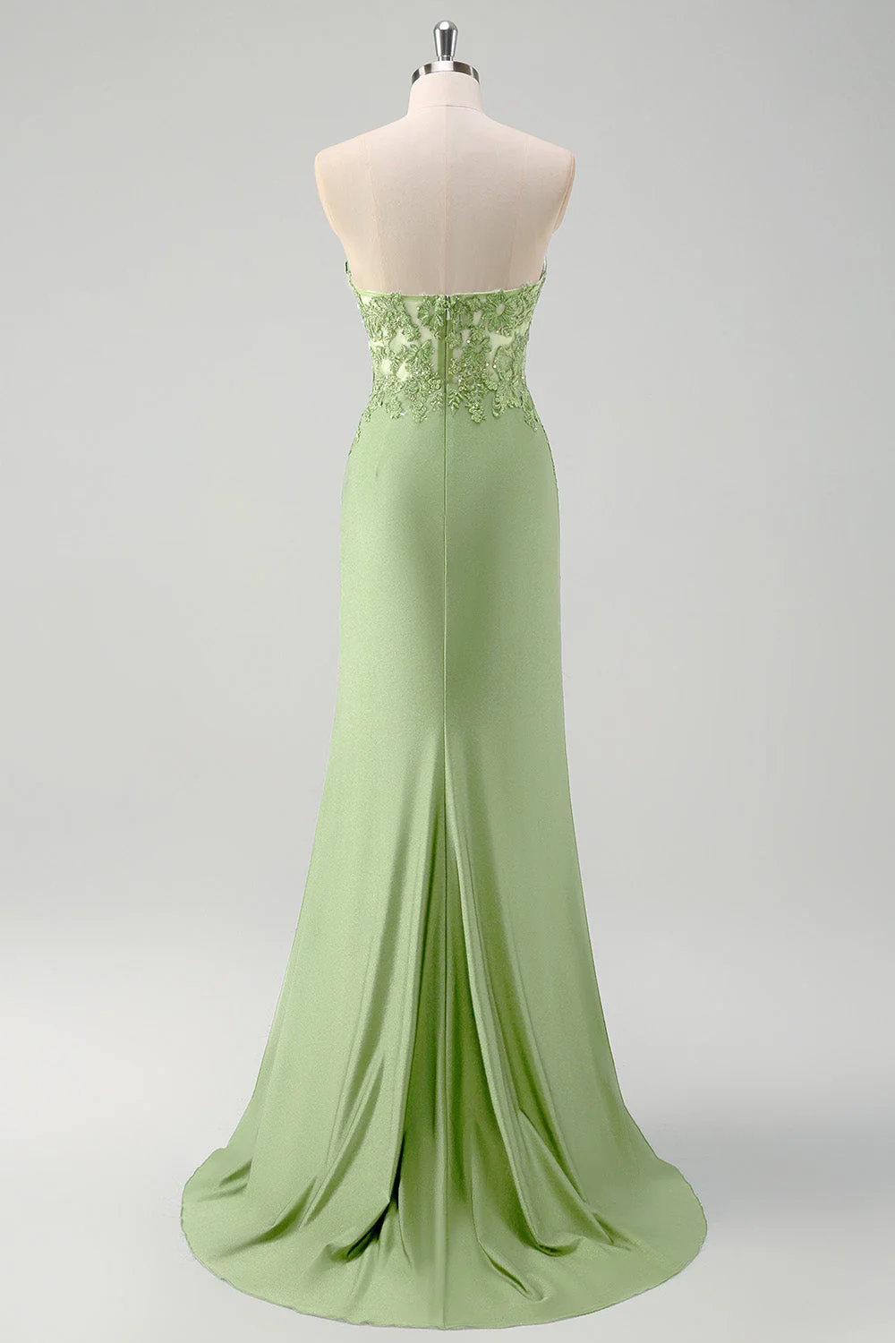 Mermaid Green Strapless Cut Out Corset Long Prom Dress with Slit - Image 12