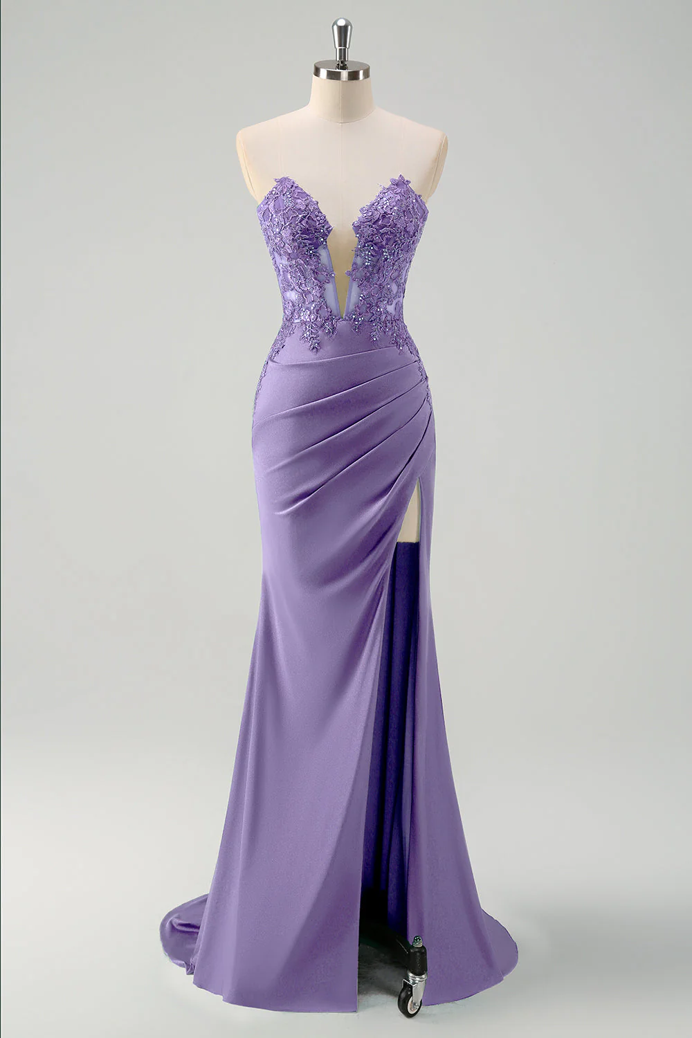 Mermaid Green Strapless Cut Out Corset Long Prom Dress with Slit - Image 13