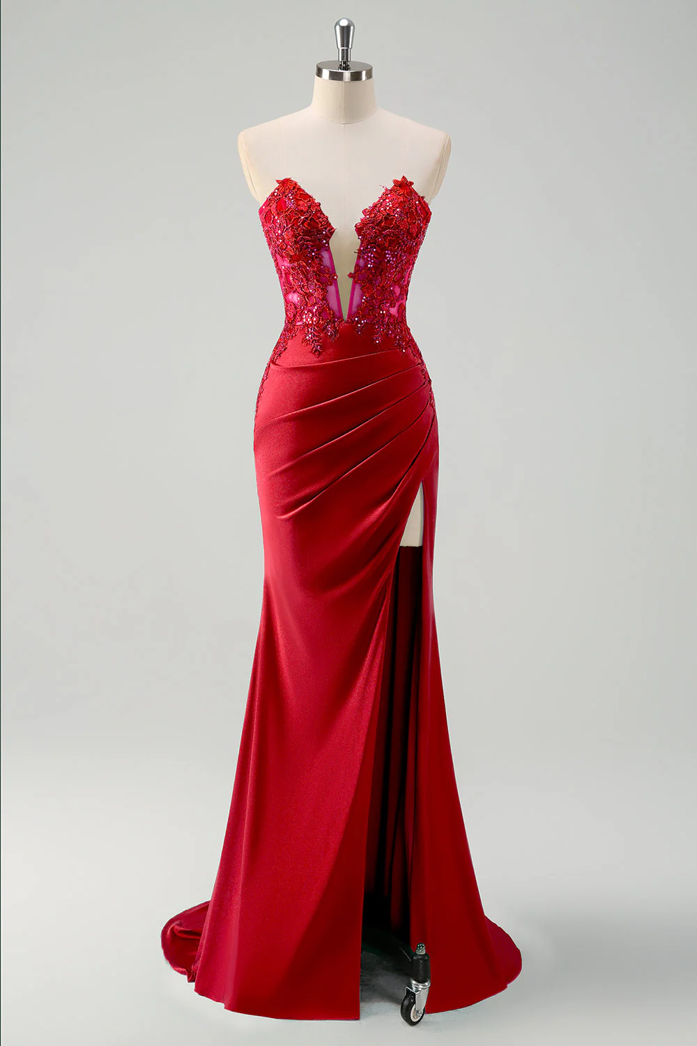 Mermaid Green Strapless Cut Out Corset Long Prom Dress with Slit - Image 15