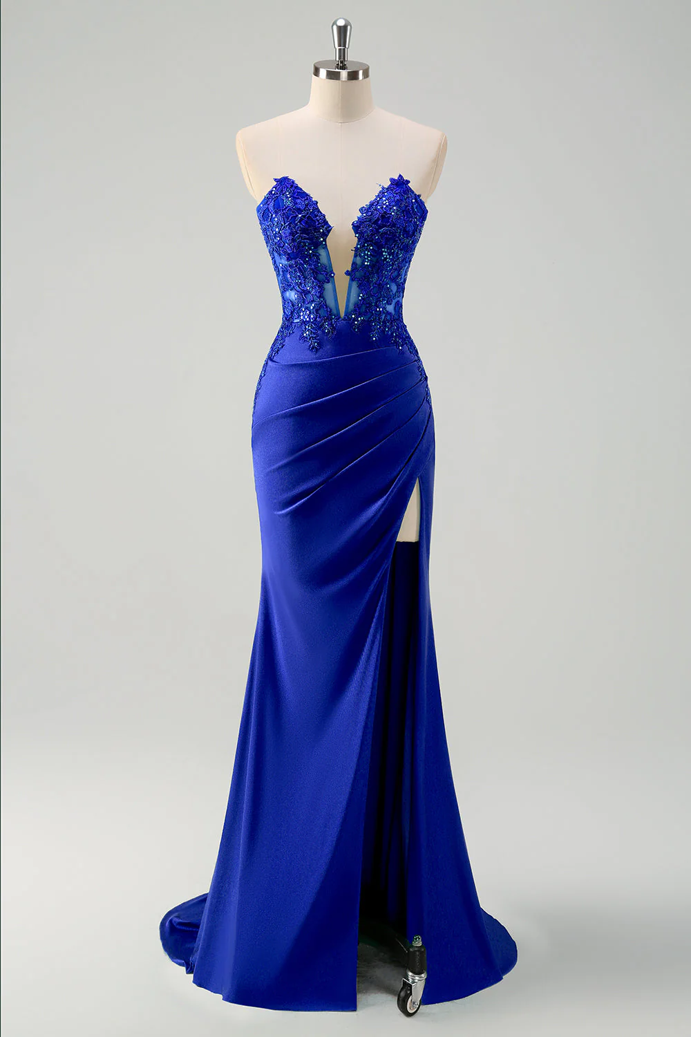 Mermaid Green Strapless Cut Out Corset Long Prom Dress with Slit - Image 17