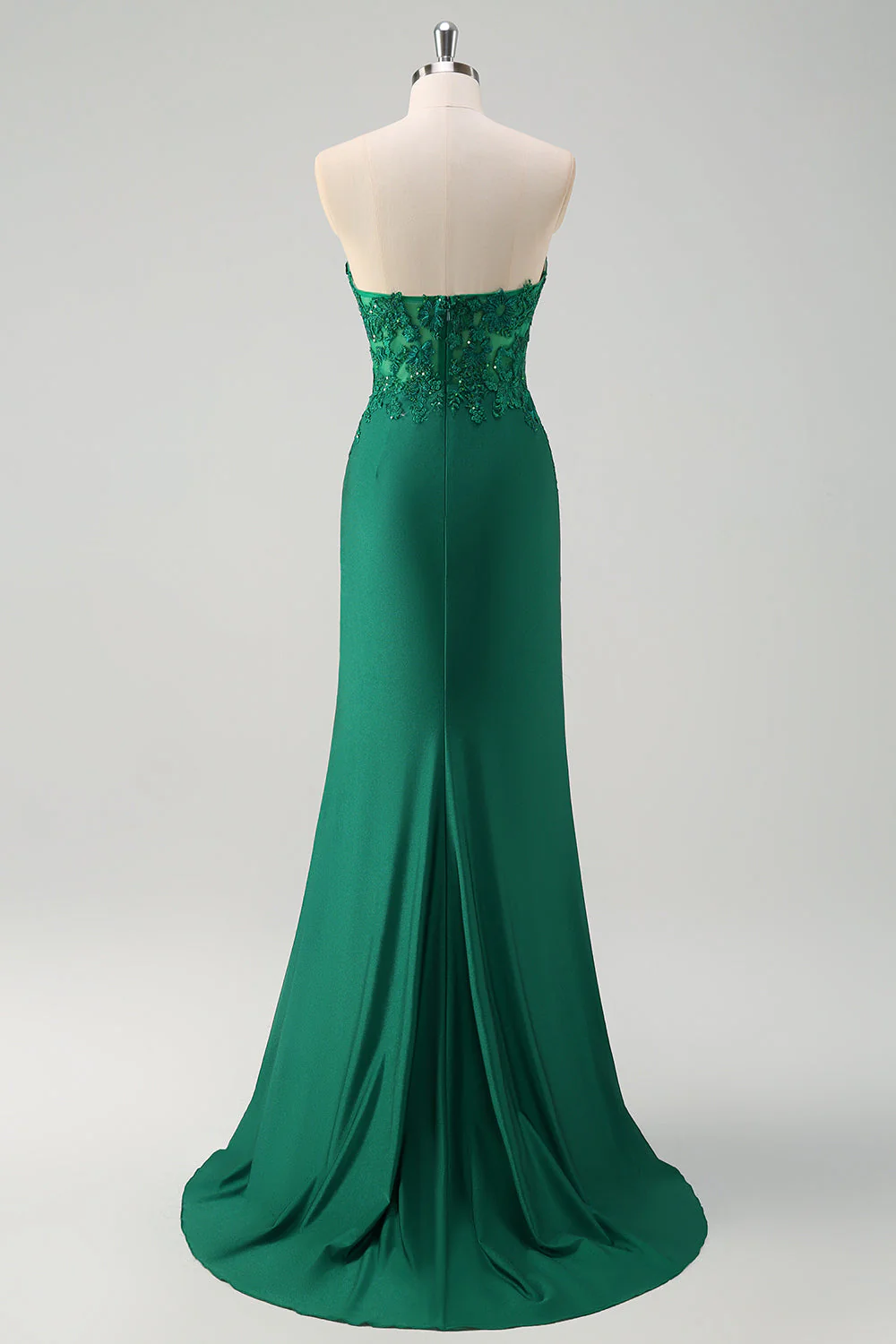 Mermaid Green Strapless Cut Out Corset Long Prom Dress with Slit - Image 8