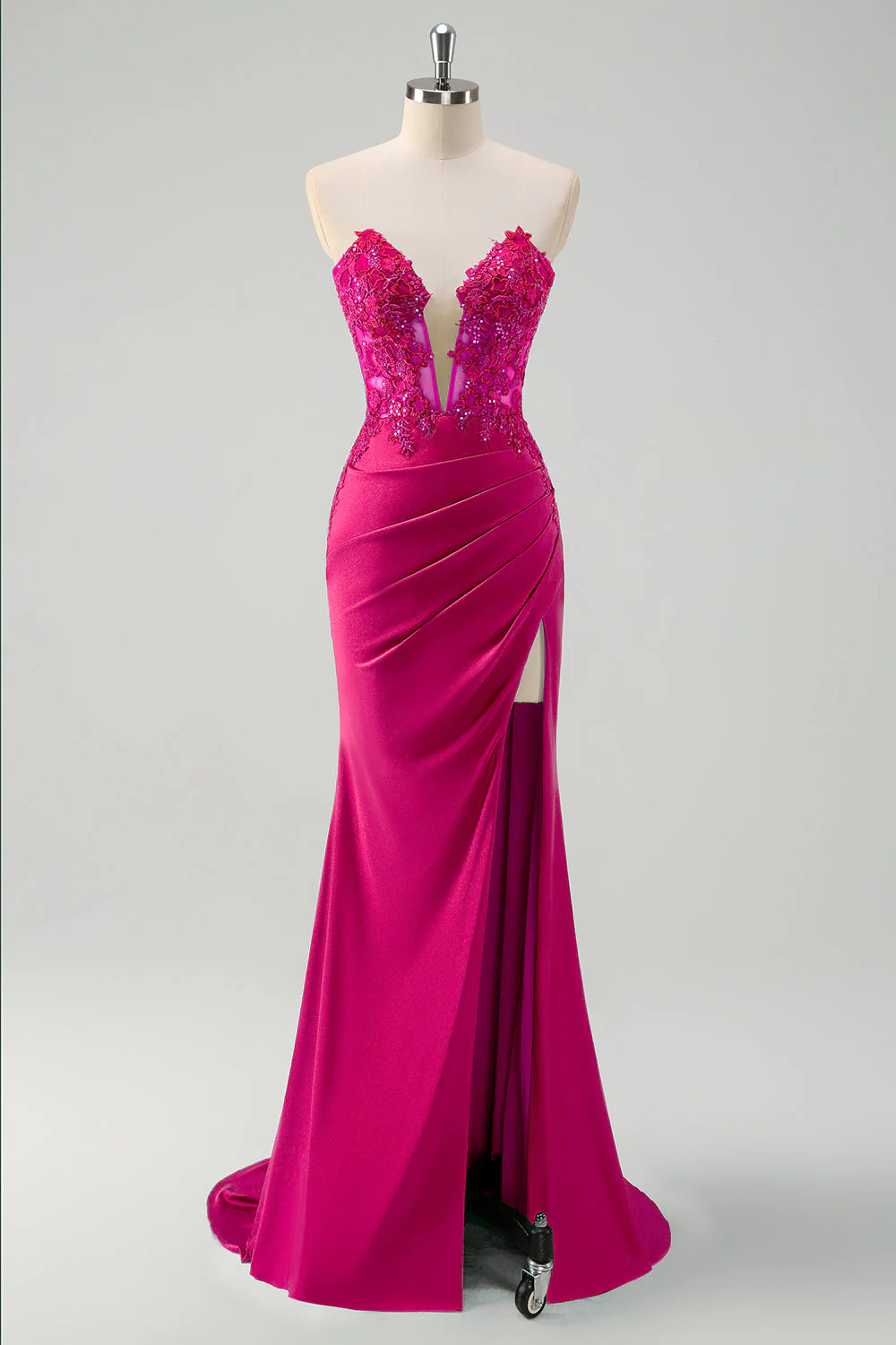 Mermaid Green Strapless Cut Out Corset Long Prom Dress with Slit - Image 9
