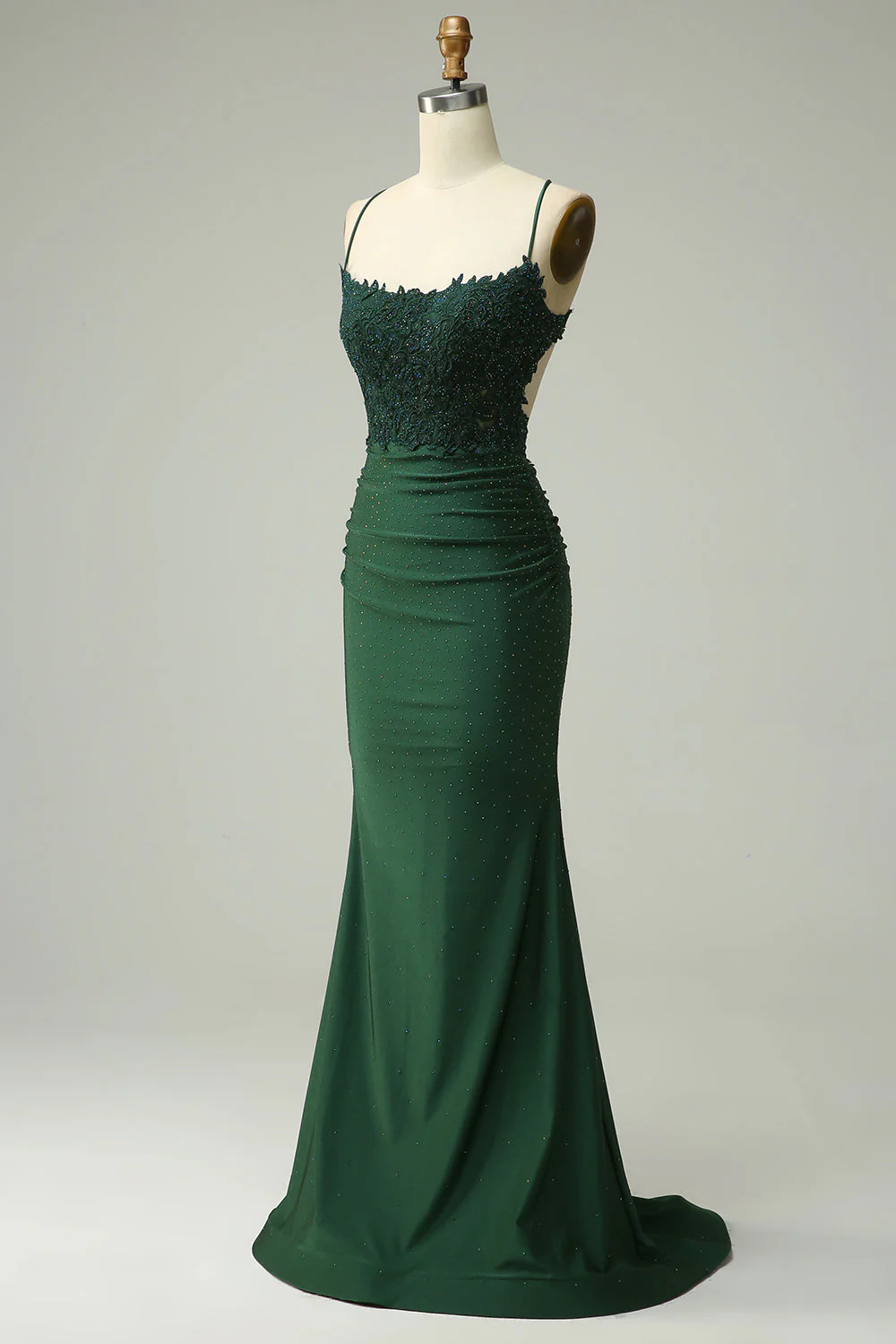 Mermaid Halter Dark Green Long Prom Dress with Appliques Beading - Image 5