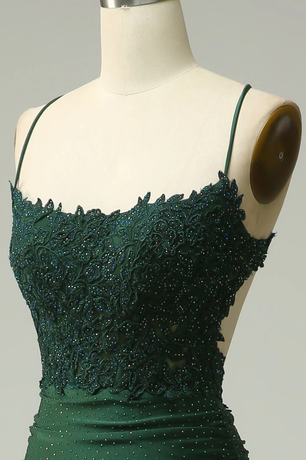 Mermaid Halter Dark Green Long Prom Dress with Appliques Beading - Image 8
