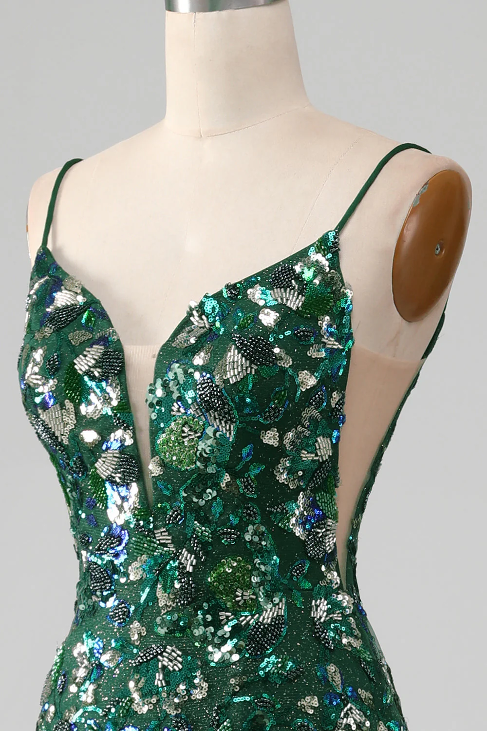 Mermaid Lace-Up Back Dark Green Prom Dress with Appliques - Image 7