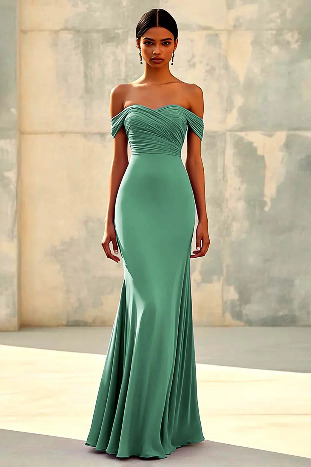 Mermaid Off Shoulder Purple Chiffon Long Formal Dress - Image 10
