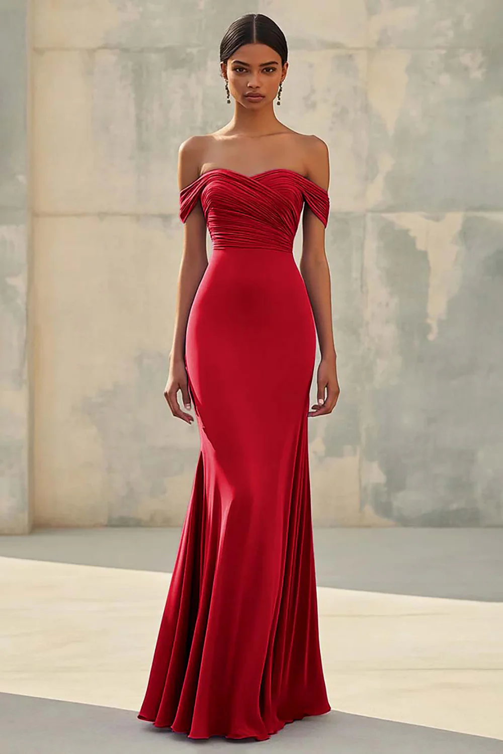 Mermaid Off Shoulder Purple Chiffon Long Formal Dress - Image 13