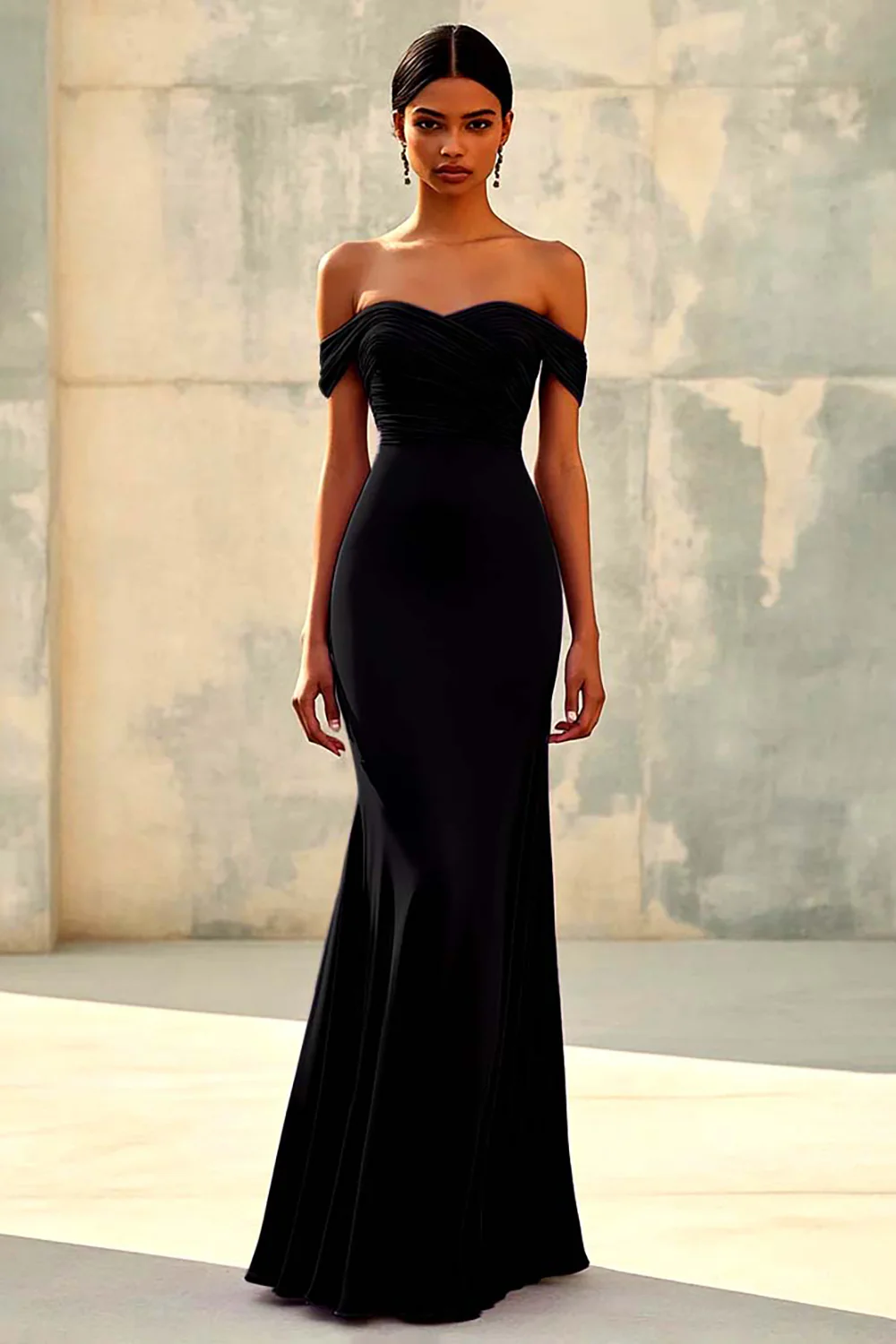 Mermaid Off Shoulder Purple Chiffon Long Formal Dress - Image 4