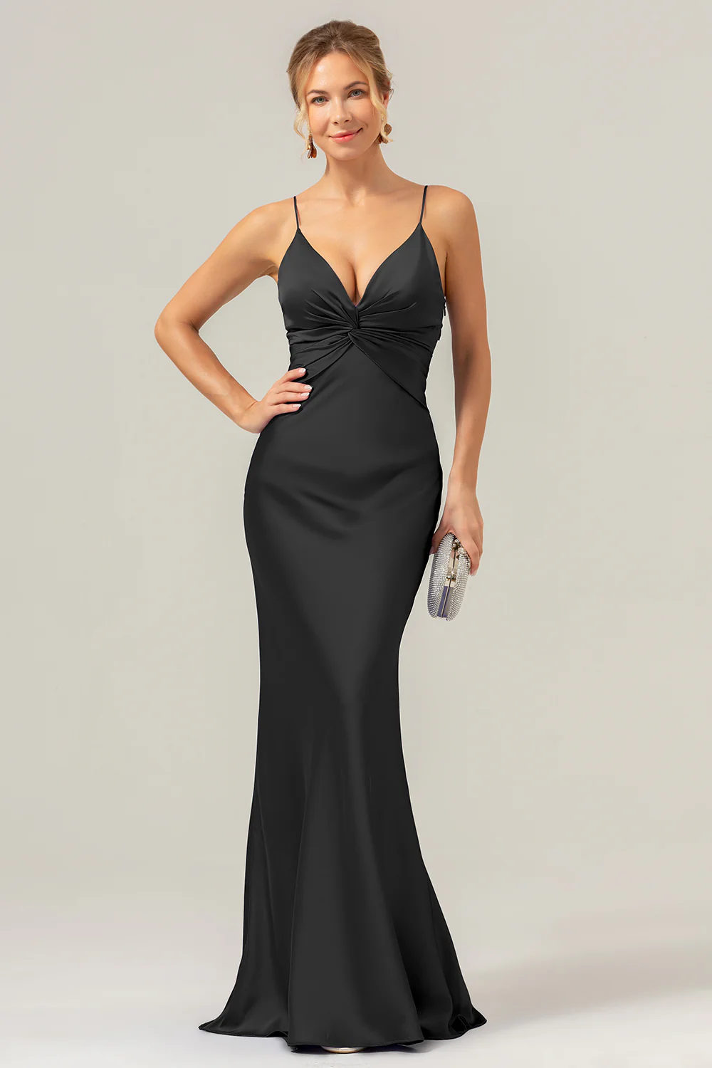 Mermaid Spaghetti Straps Hollow Out Twist Front Purple Bridesmaid Dress - Image 10
