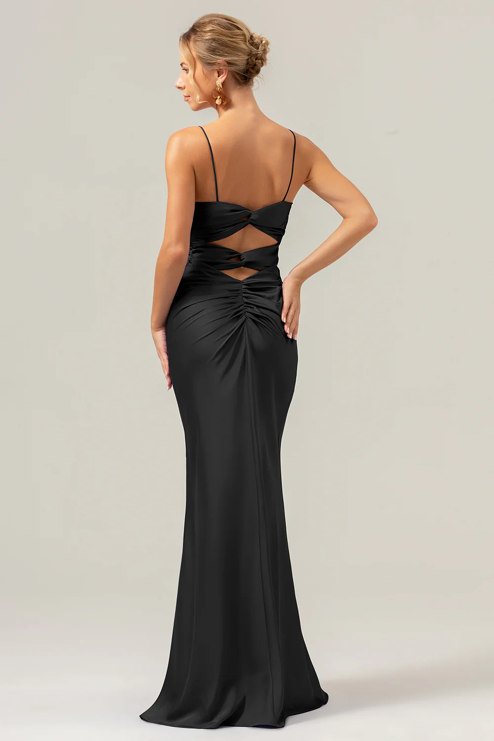 Mermaid Spaghetti Straps Hollow Out Twist Front Purple Bridesmaid Dress - Image 11