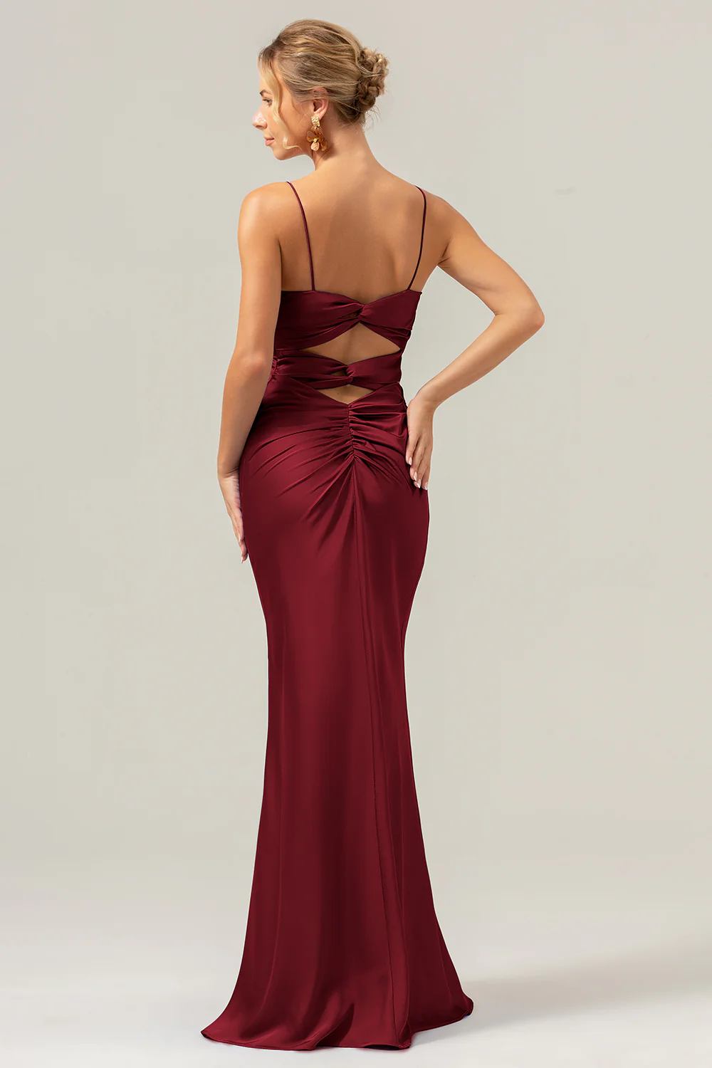 Mermaid Spaghetti Straps Hollow Out Twist Front Purple Bridesmaid Dress - Image 13