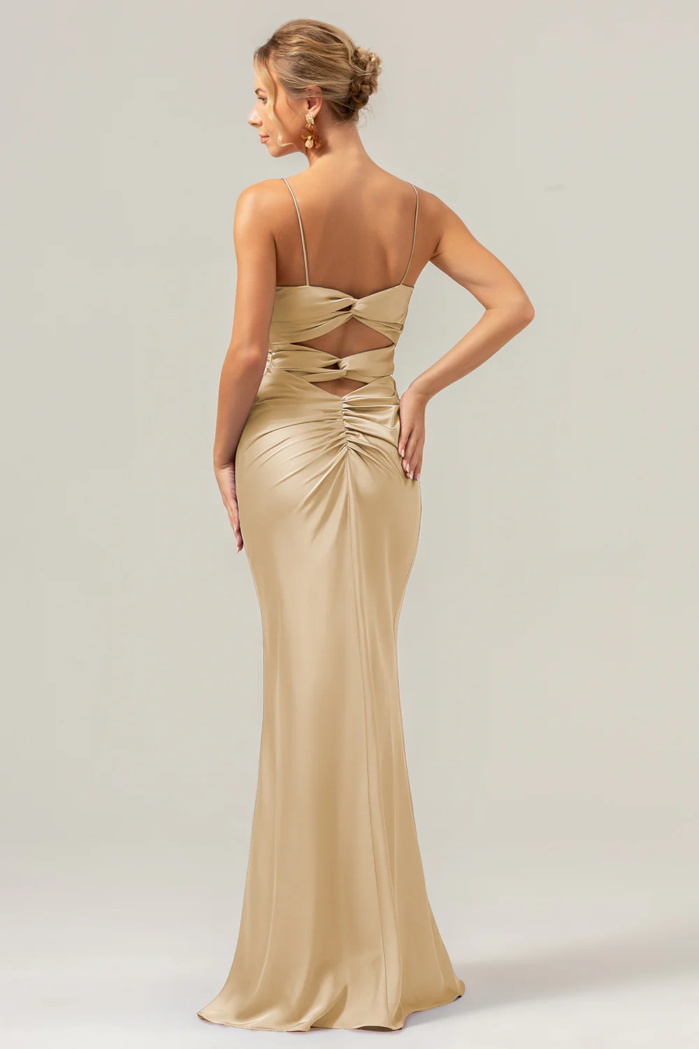 Mermaid Spaghetti Straps Hollow Out Twist Front Purple Bridesmaid Dress - Image 15