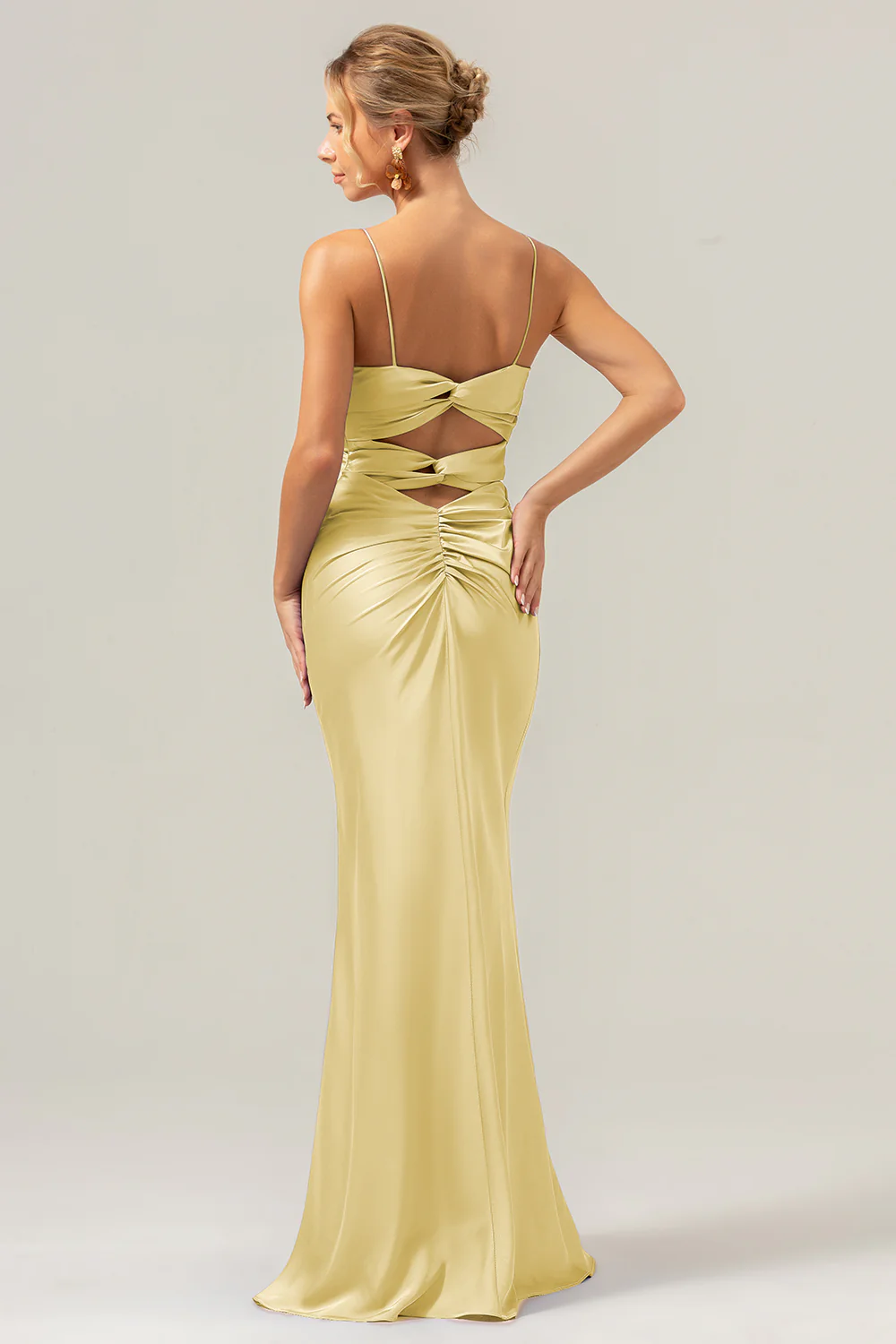 Mermaid Spaghetti Straps Hollow Out Twist Front Purple Bridesmaid Dress - Image 17