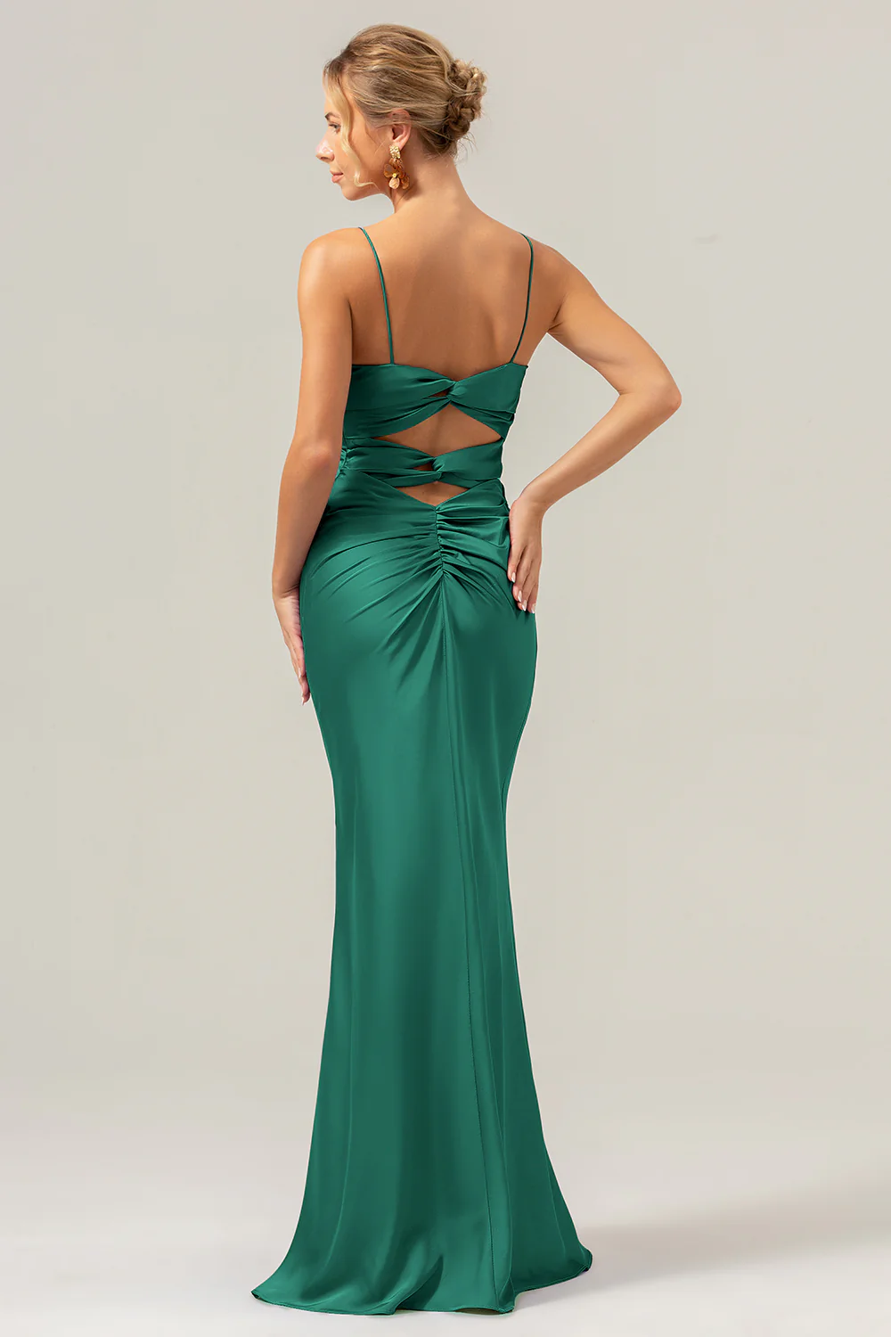 Mermaid Spaghetti Straps Hollow Out Twist Front Purple Bridesmaid Dress - Image 19