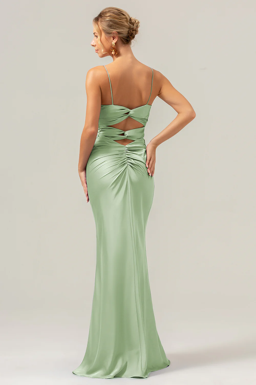 Mermaid Spaghetti Straps Hollow Out Twist Front Purple Bridesmaid Dress - Image 23