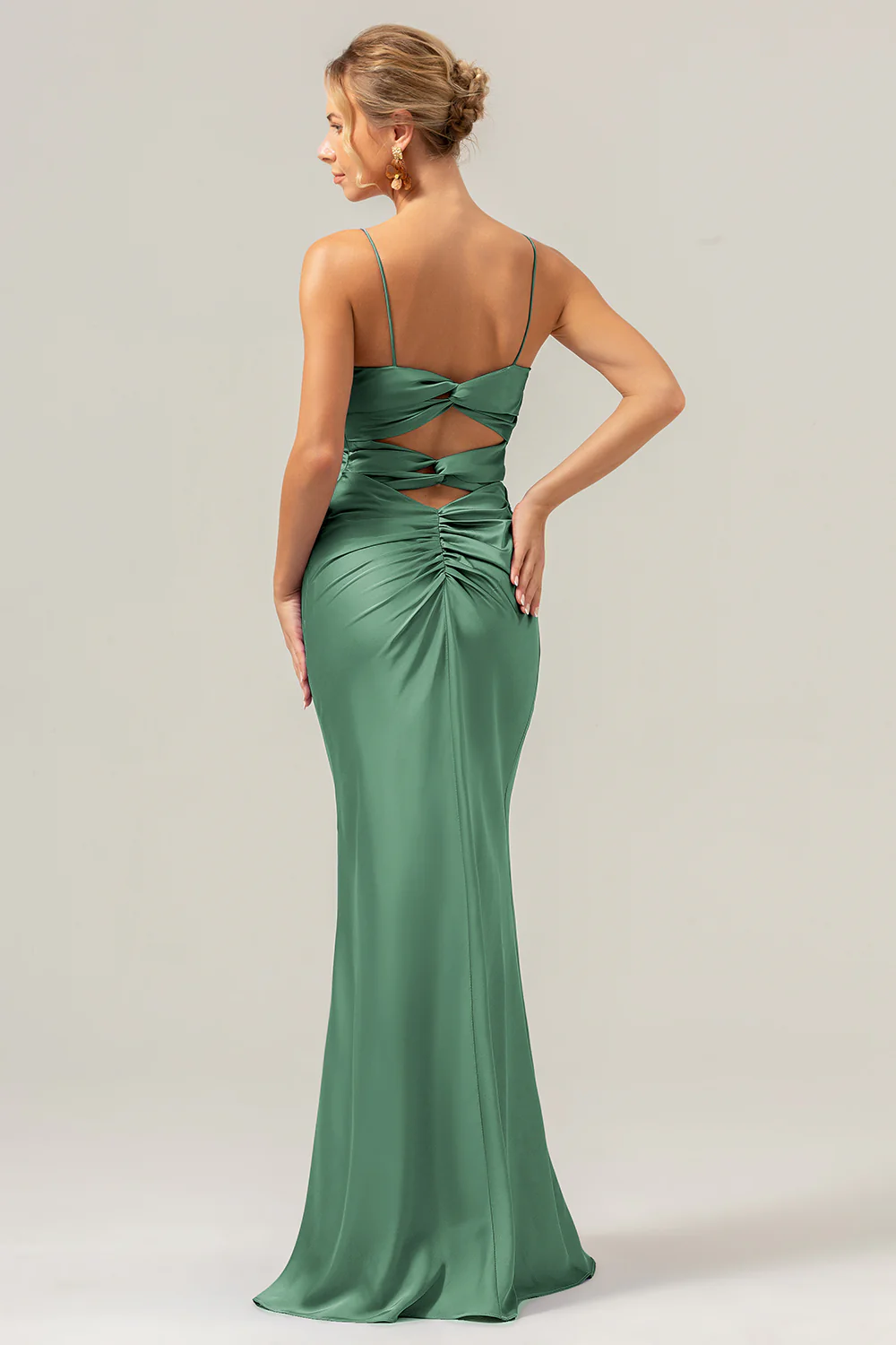 Mermaid Spaghetti Straps Hollow Out Twist Front Purple Bridesmaid Dress - Image 25