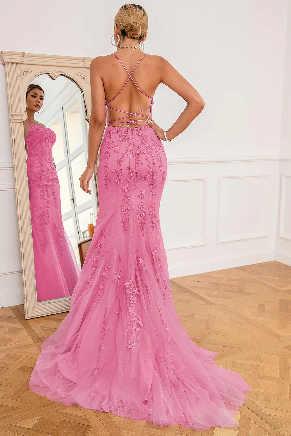 Light Purple Mermaid Long Prom Dress with Appliques - Image 34