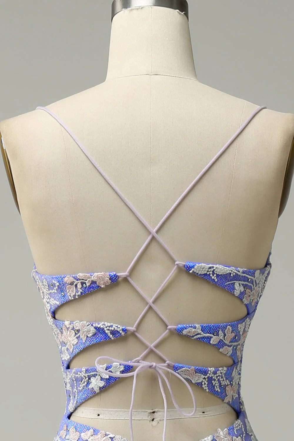 Mermaid V Neck Light Blue Long Prom Dress with Appliques Beading - Image 5