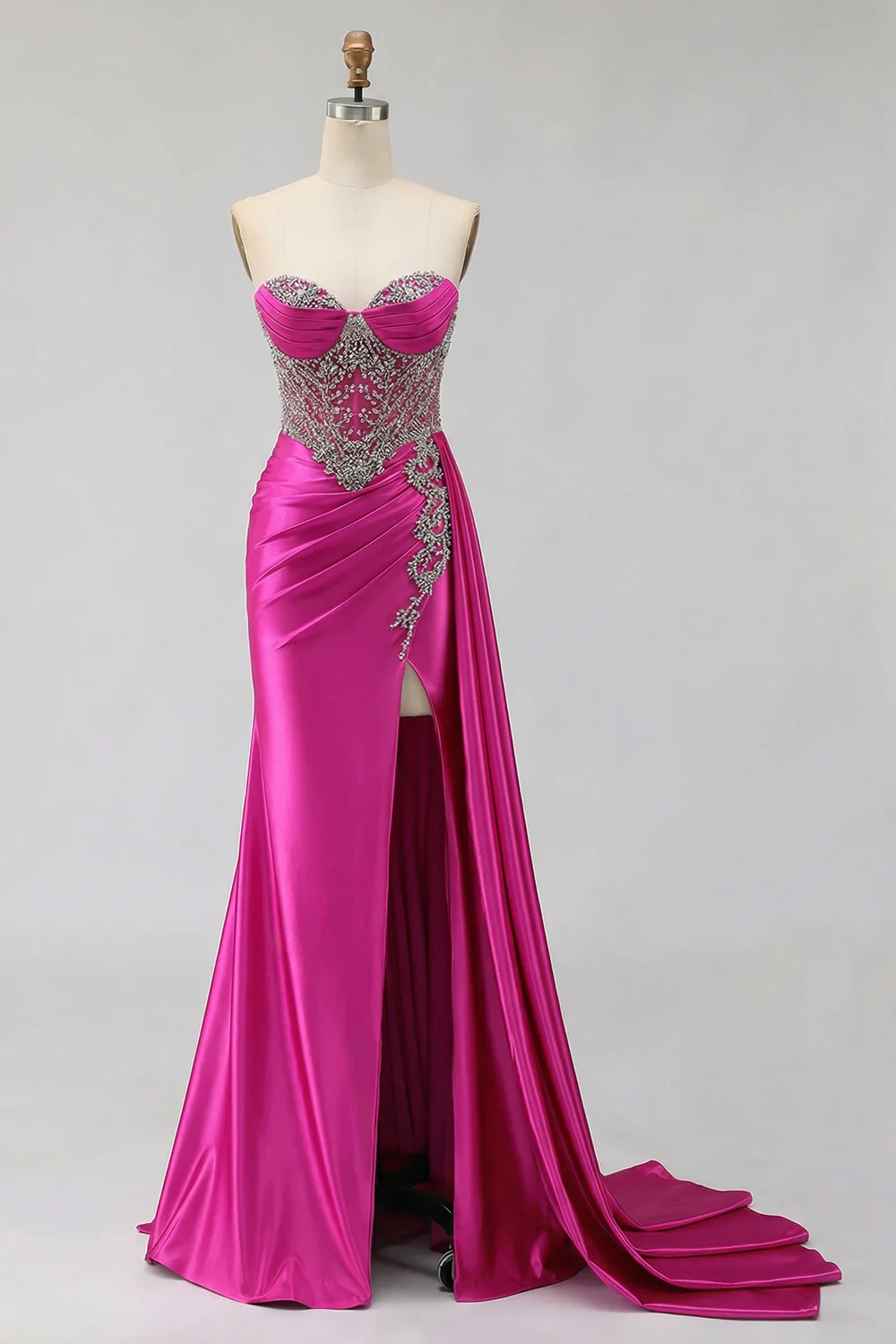 Mint Green Sweetheart Mermaid Beaded Long Plus Size Prom Dress with Slit - Image 16