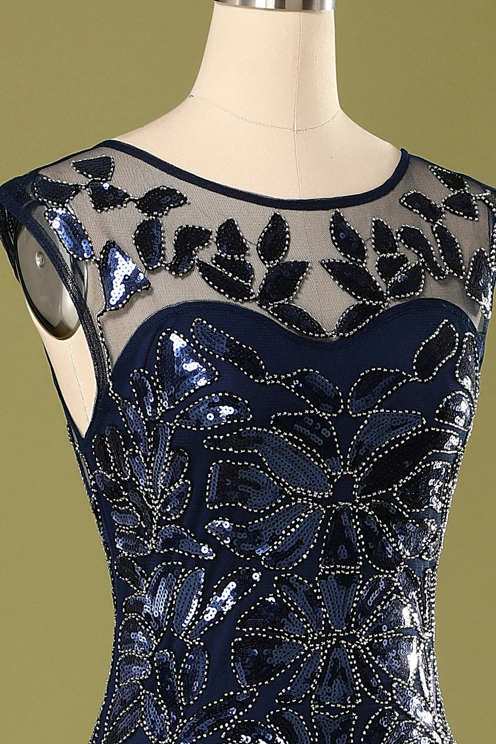 Navy 1920s Sequined Flapper Dress - Image 4