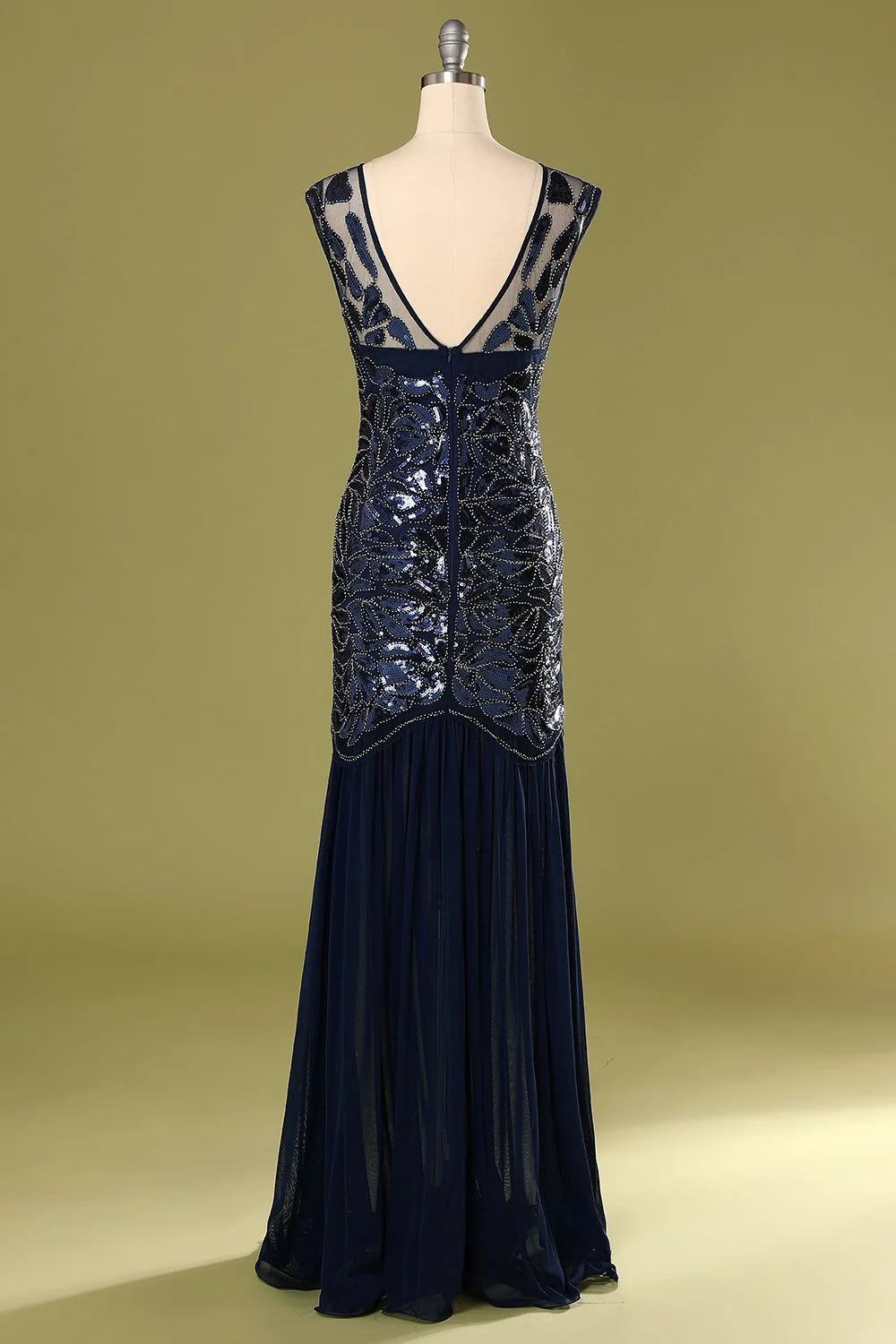 Navy 1920s Sequined Flapper Dress - Image 5