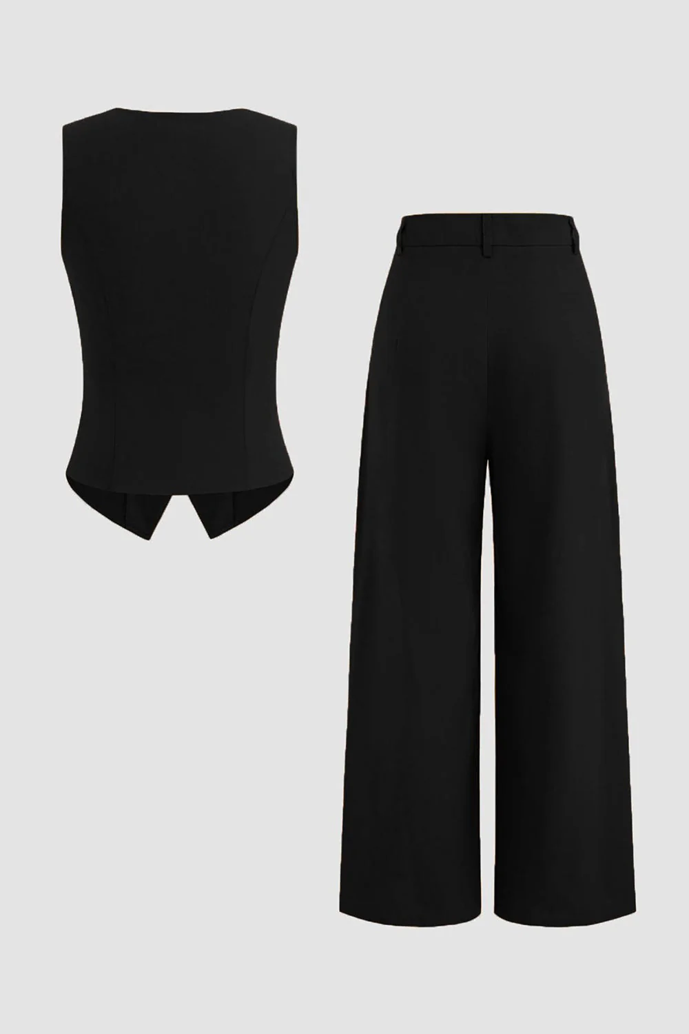 Navy 2 Piece Satin Sleeveless Women Prom Suits - Image 7