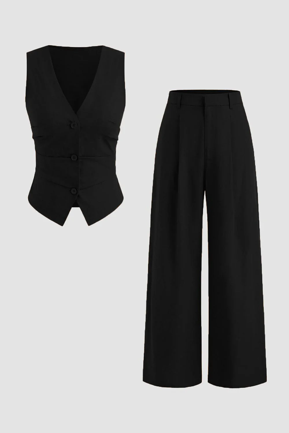 Navy 2 Piece Satin Sleeveless Women Prom Suits - Image 8