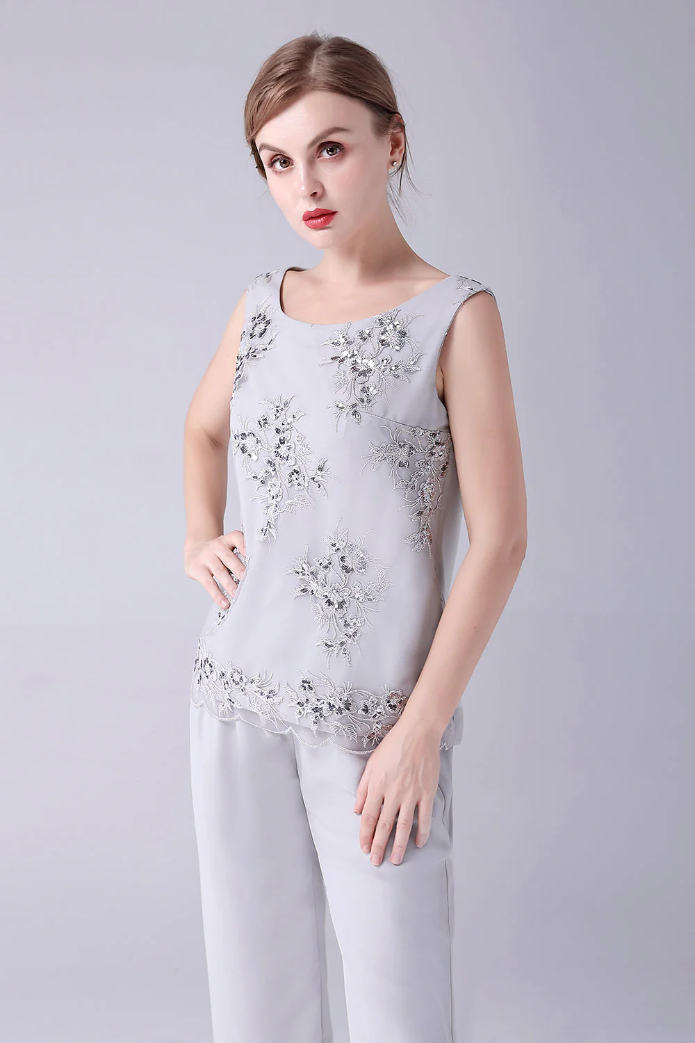 Navy 3 Piece Mother of the Bride Pant Suits with Appliques - Image 11