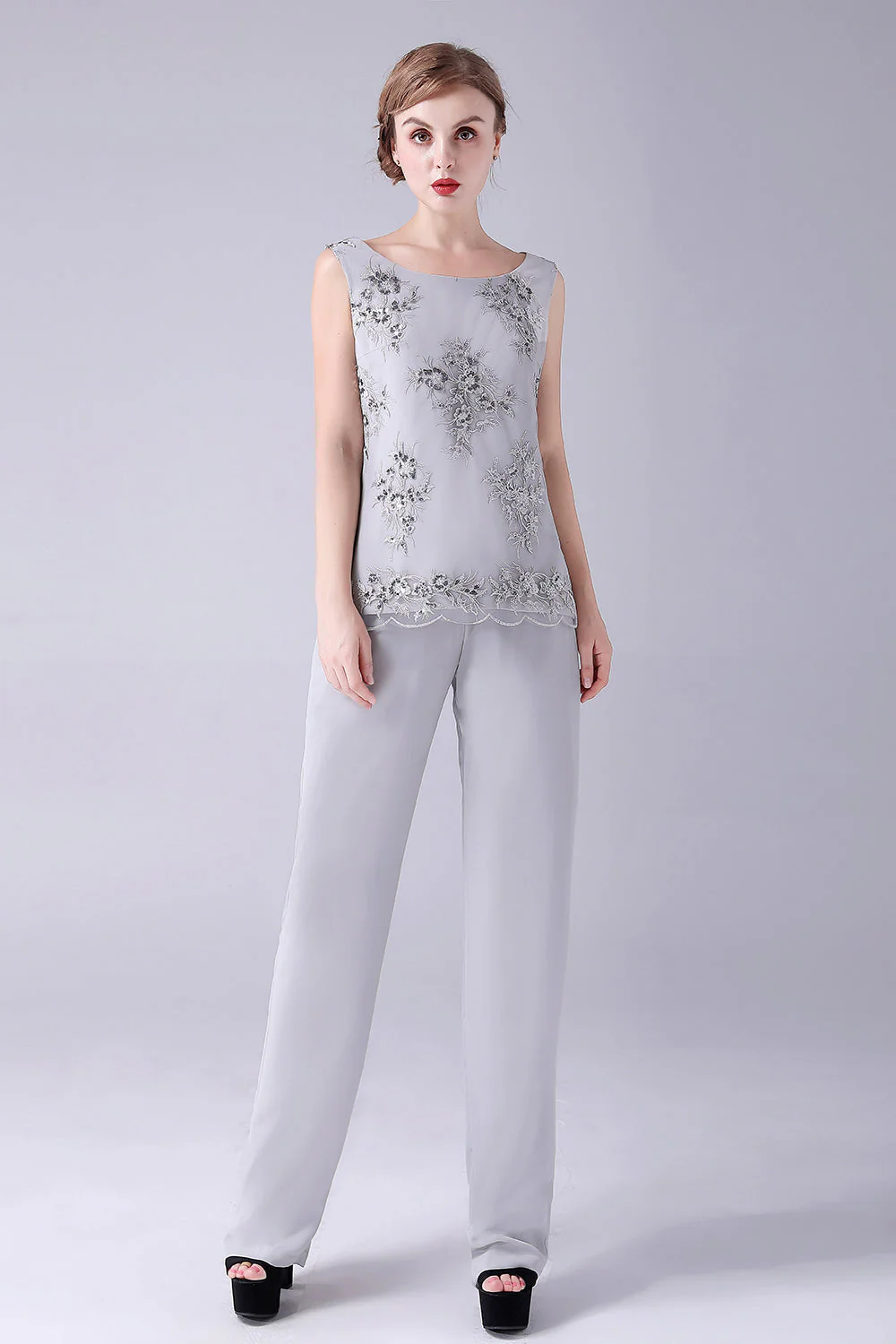 Navy 3 Piece Mother of the Bride Pant Suits with Appliques - Image 9