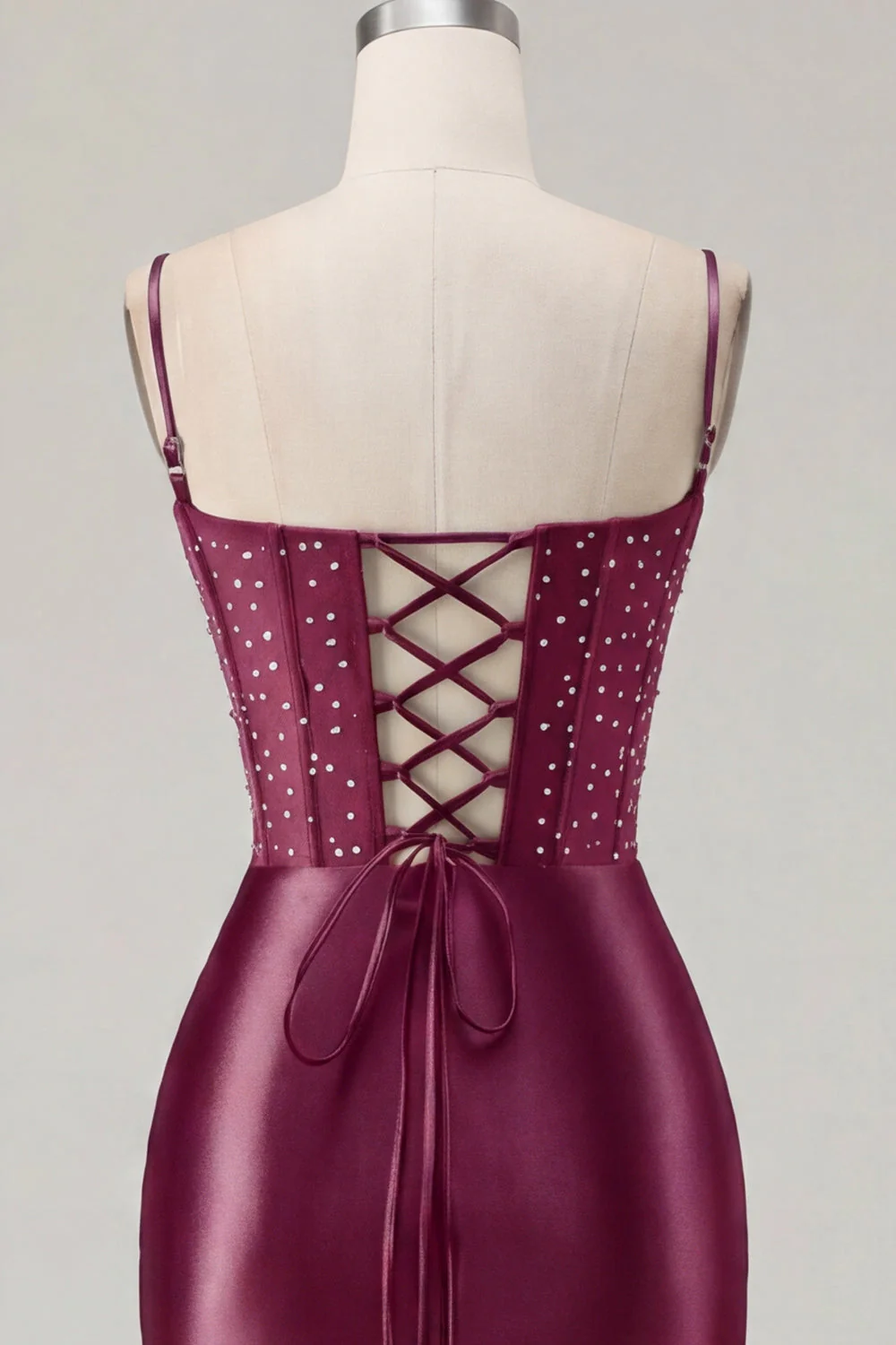 Navy Bodycon Corset Satin Embroidered Cocktail Dress - Image 10